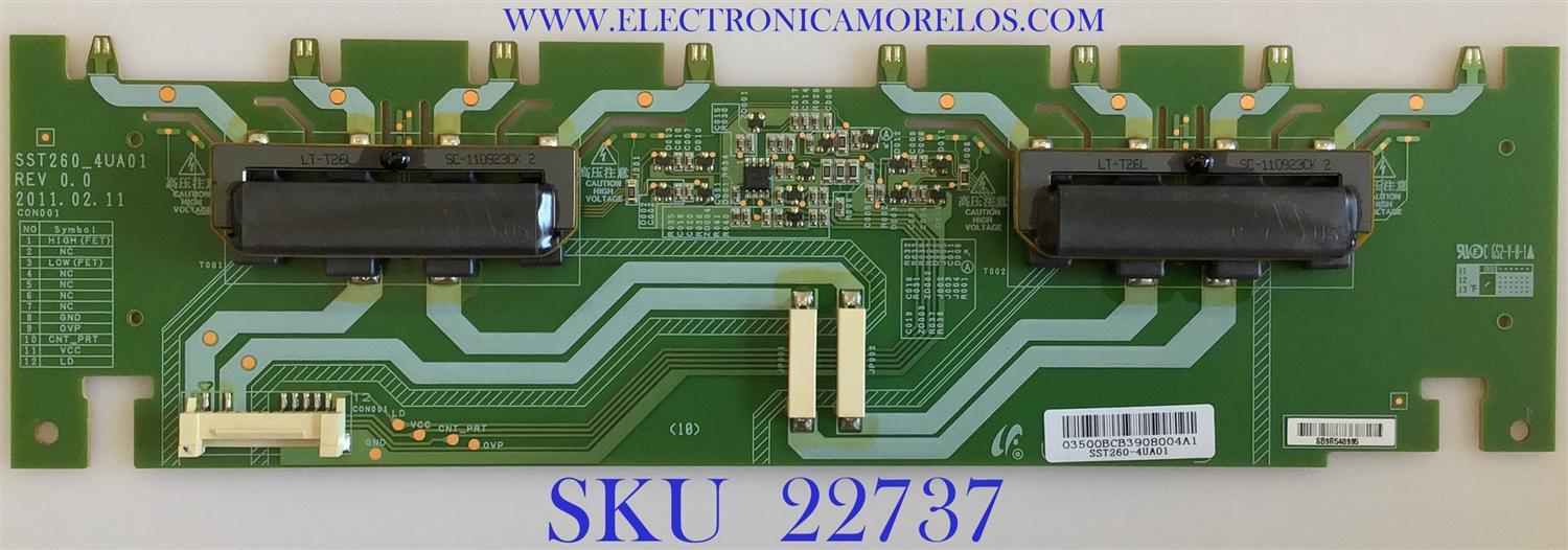 BACKLIGHT INVERTER PARA TV SAMSUNG / LJ97-03500B / SST260_4UA01 REV 0.0 / 03500B / PANEL LTF260AP05 / MODELO LN26D450G1DXZA SG02