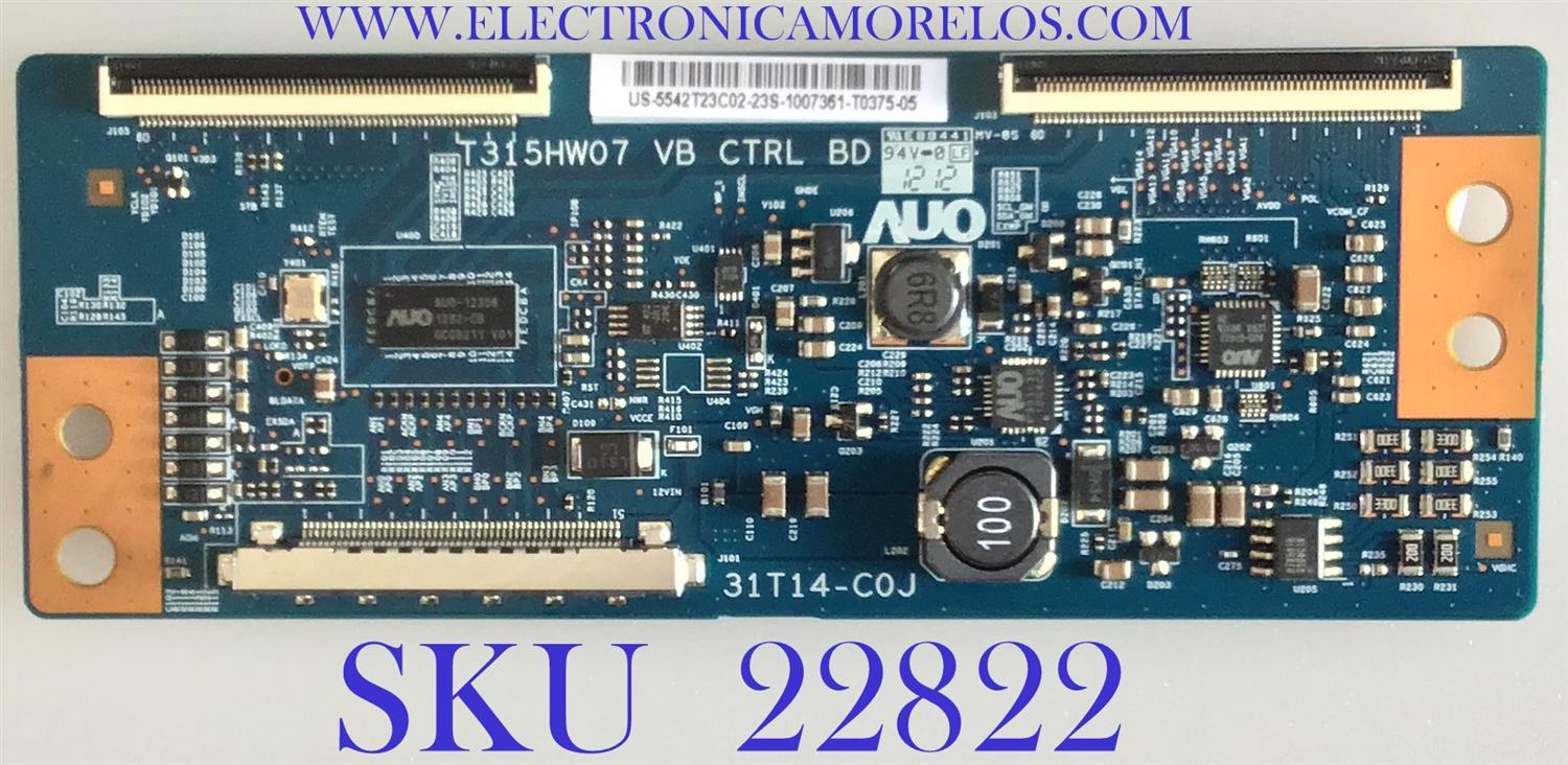 T-CON PARA TV SANYO / 55.42T23.C02 / T315HW07 VB / 31T14-C0J / 5542T23C02 / PANEL T420HVN01.1 / MODELO FVM4212 P42142-00