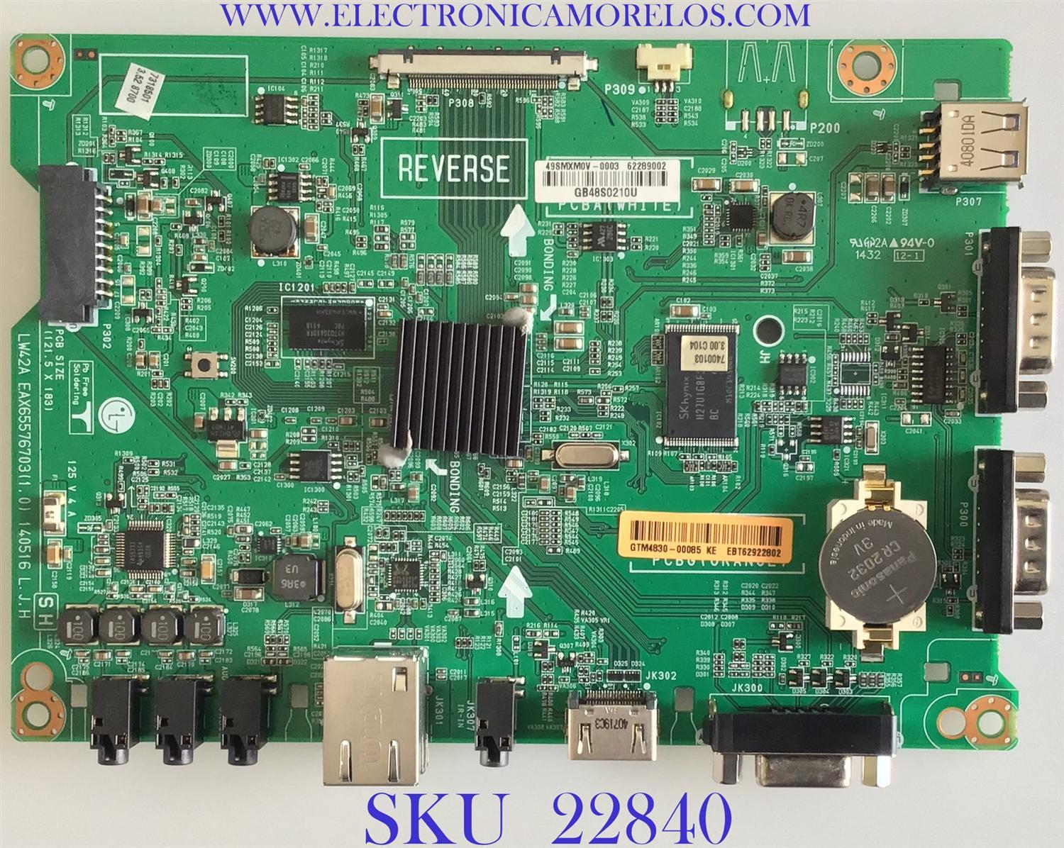 MAIN PARA TV LG / EBT62922802 / EAX65576703 (1.0) / 62289002 / MODELO 32LS33A-5DC.AUSELJM