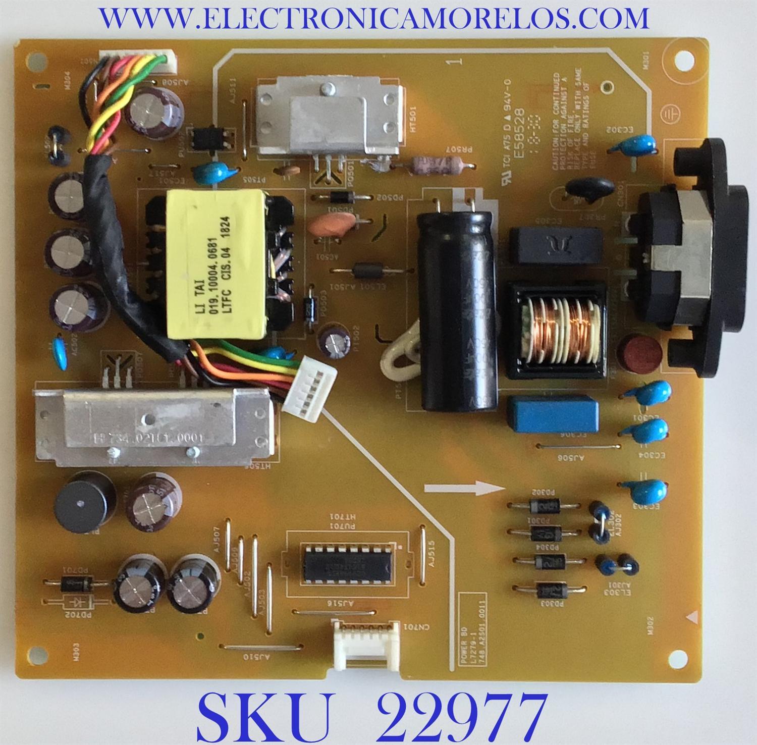 FUENTE DE PODER PARA MONITOR DELL / 755.02T02.0002 / 748.A2S01.0011 / 30747326 / PANEL LTM270HL05 / MODELO P2719HT