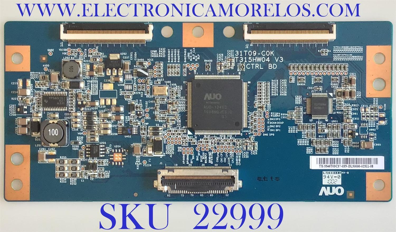 T-CON PARA TV SAMSUNG / NUMERO DE PARTE 5546T03C37 / 55.46T03.C37 / T315HW04 V3 / 31T09-COK / SUSTITUTAS 5546T03C48 / 5540T04C07 / 5546T03C43 / 5546T03C34 / 5546T04C19 / 5537T05C49 / 5531T12C02 / 5537T05C59 / PANEL LTF460HJ02-A03 / MODELO LN46C630K1FXZA