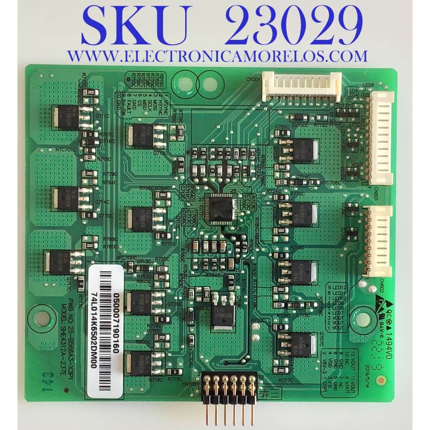 LED DRIVER PARA TV VIZIO / 0500-0719-0160 / 25-B566A3-X3P1 / SHE4312A-237E / PANEL HV430QUB-H10 / MODELO M437-G0 LAUFQWKV