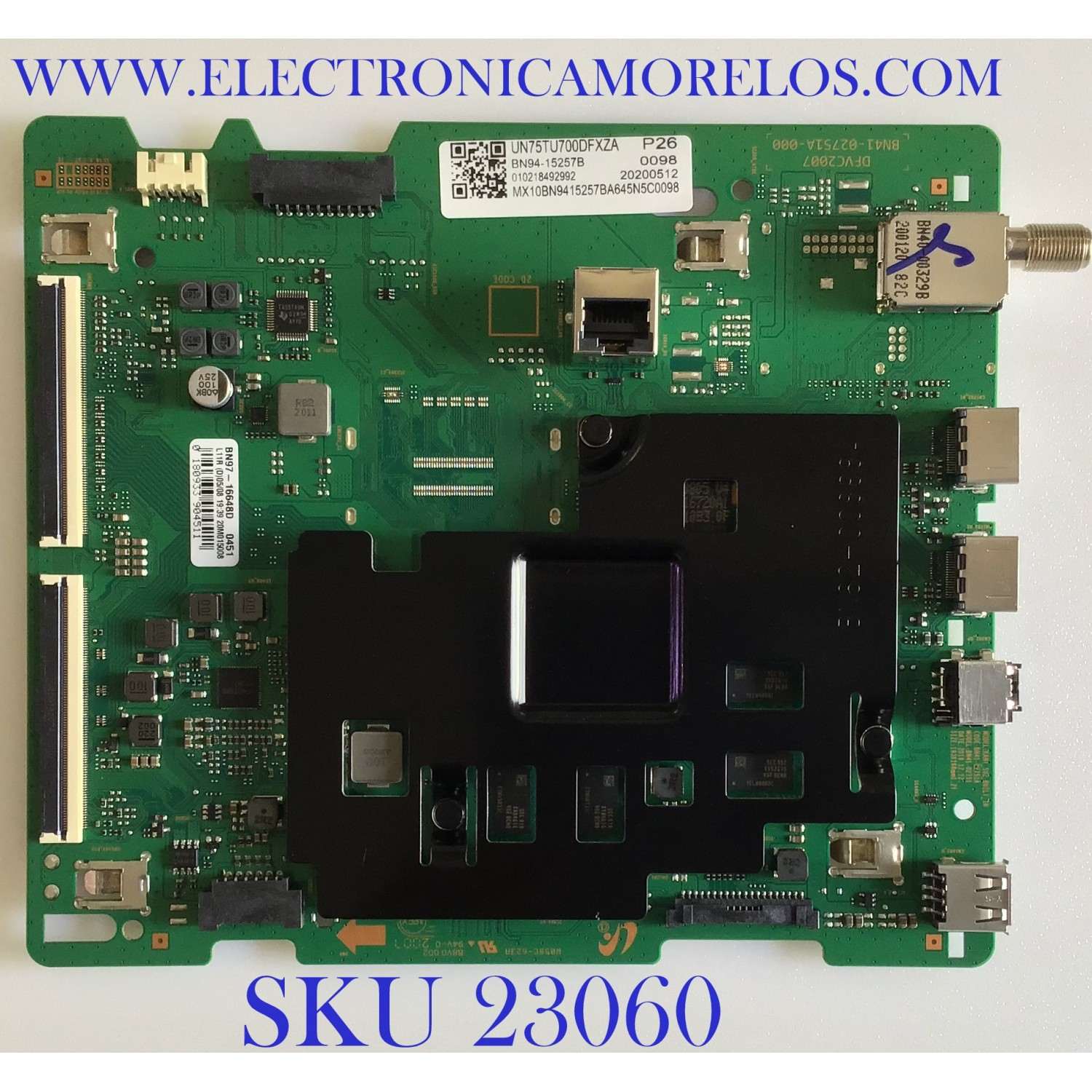 MAIN PARA TV SAMSUNG 4K·UHD·HDR / NUMERO DE PARTE BN94-15257B / BN41-02751A / BN97-16648D / BN9415257B / PANEL CY-BT075HGLV3H / MODELO UN75TU7000FXZA / UN75TU700D / UN75TU700DFXZA FA01