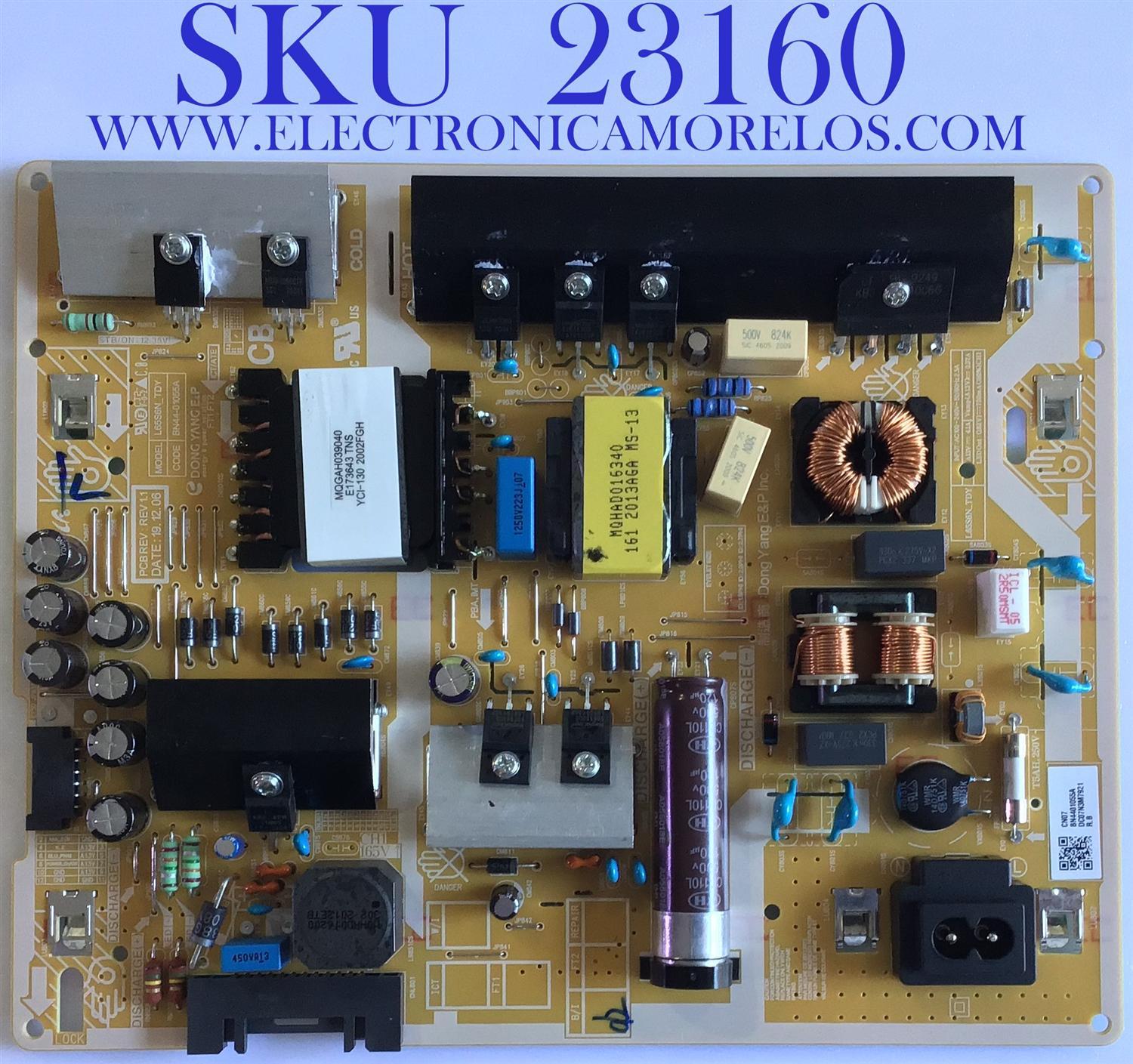 FUENTE DE PODER PARA TV SAMSUNG / NUMERO DE PARTE BN44-01055A / L65S6N_TDY / BN4401055A / MODELOS UN65TU7000 / UN65TU700D / UN65TU7000B / UN65AU7000 / UN65AU8000 / UN65TU8000 / UN65TU8200 / LH65BETHLGFXGO