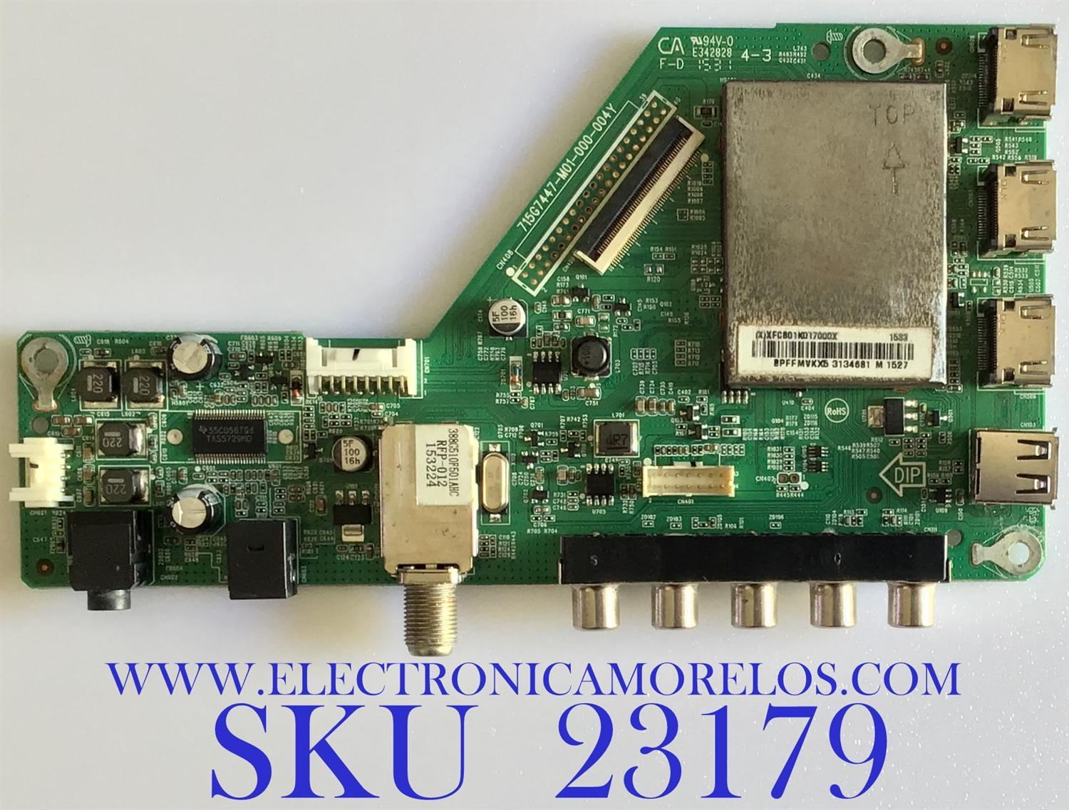 MAIN PARA TV SHARP / 756TXFCB01K0170 / 715G7447-M01-000-004Y / (X)XFCB01K017000X / PANEL TPT315B5-HVN05.A REV:S800B / MODELO LC-32LB370U