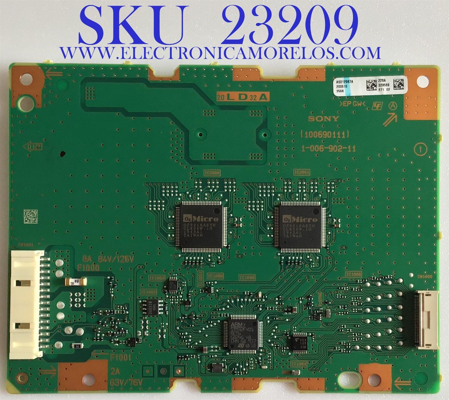 LED DRIVER PARA TV SONY / NUMERO DE PARTE A-5012-967-A / 1-006-902-11 / 100690111 / A5012967A 228A / DISPLAY LSY650FF03-A01 / PANEL YDAF065DND01 / MODELOS XBR-65X90CH / XBR65X90CH / XBR-65X900H / XBR65X900H