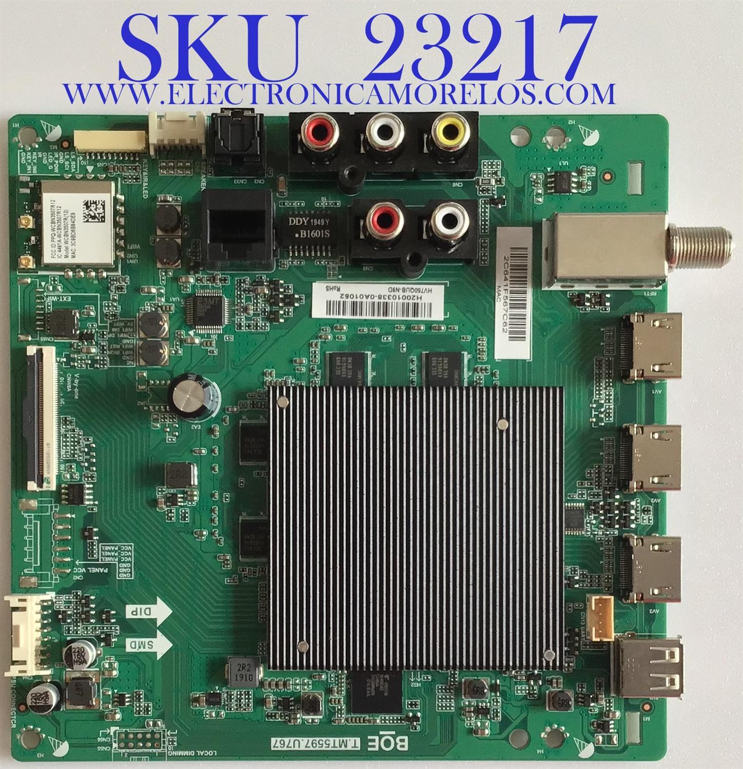 MAIN PARA TV VIZIO SMART 4K (2160p) UHD CON HDR / NUMERO DE PARTE 21201-02121 / T.MT5597.U767 / H20010338 / 21201-02121 / PANEL BOE1750WQ-H / DISPLAY HV750QUB-N9D / MODELO V755-G4 LBNFQQBW / V755-G4 LBNFQQCW