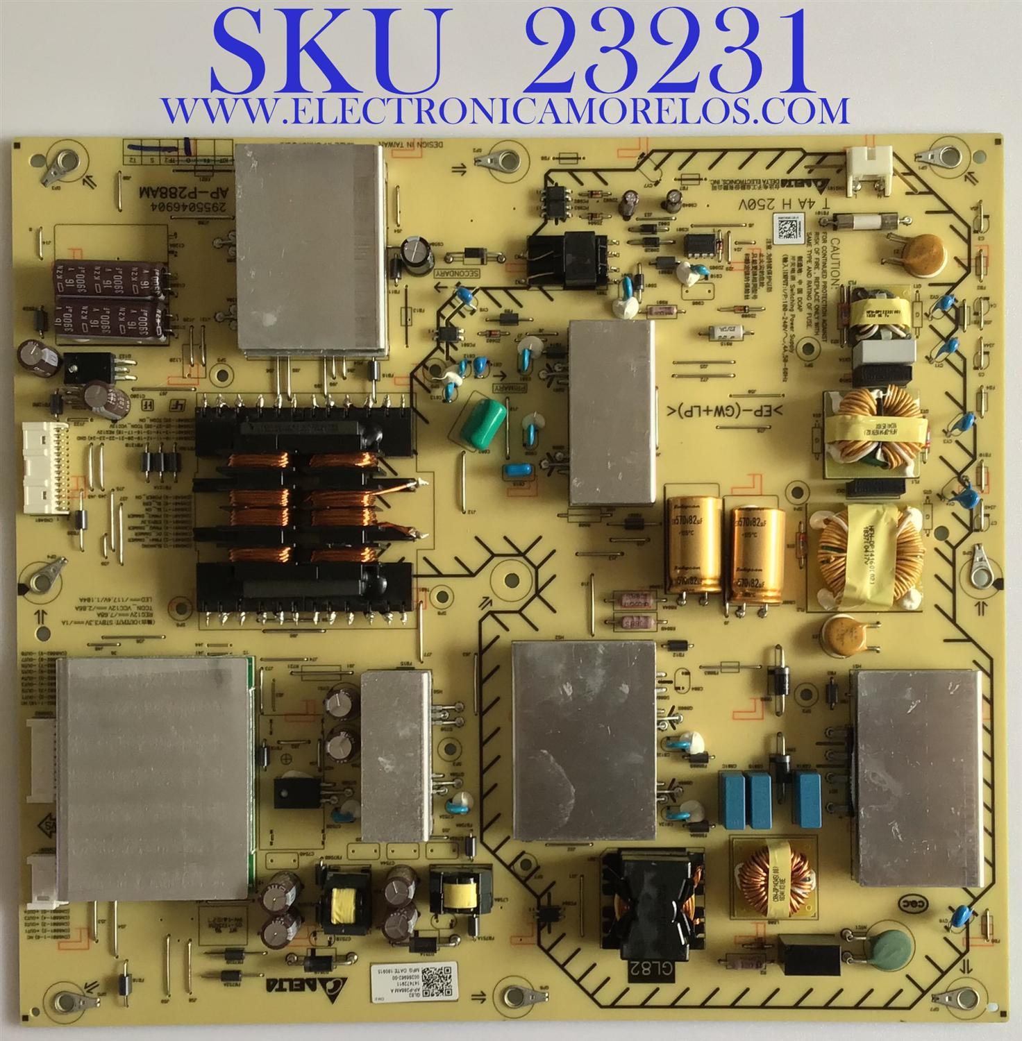FUENTE DE PODER PARA TV SONY / 1-474-729-11 / AP-P288AM / 2955046904 / 147472911 / PANEL V650QWME08 / MODELO XBR-65X850F