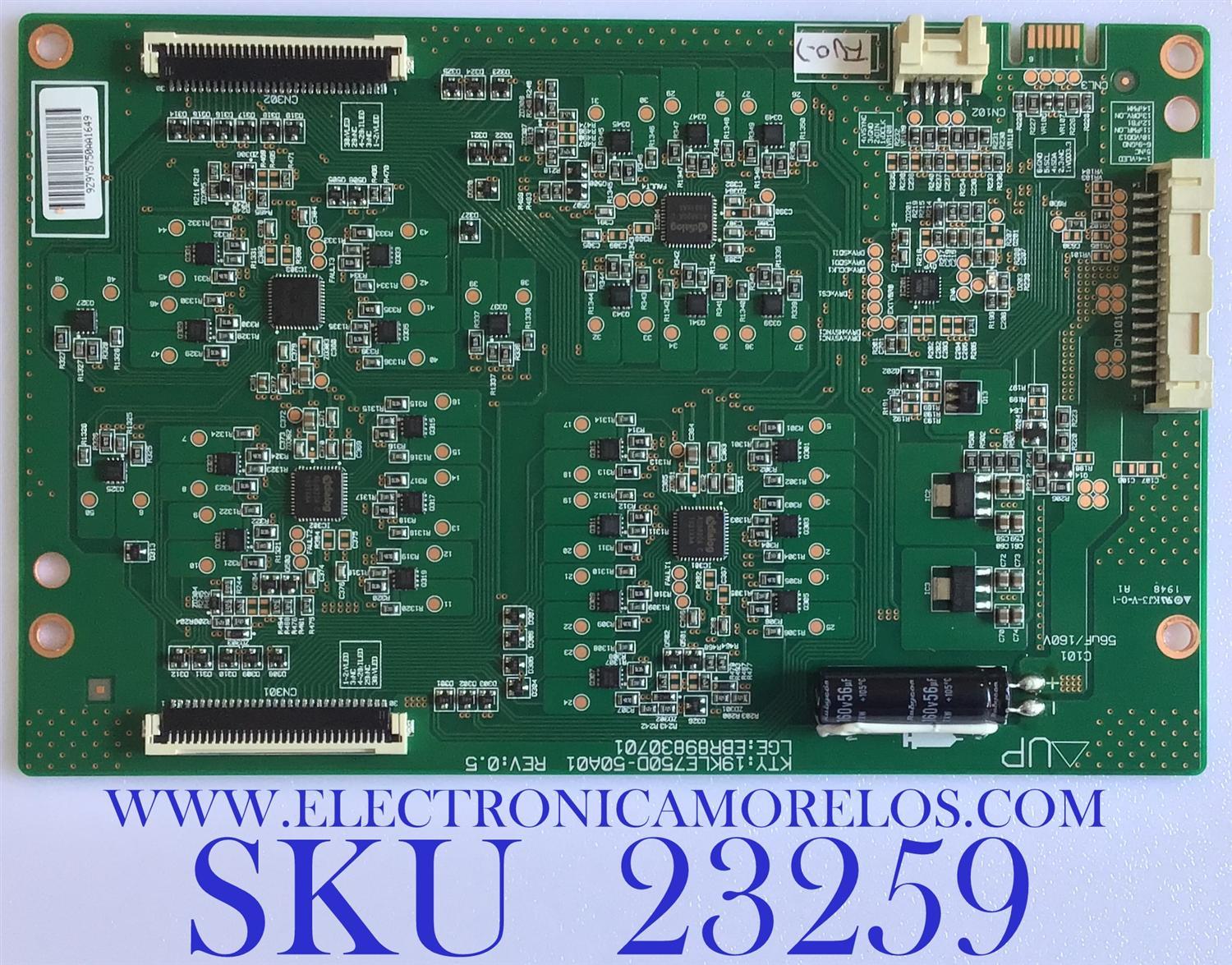 LED DRIVER PARA TV LG / NUM DE PARTE EBR89830701 / 19KLE750D-50A01 / 19KLE750D-50A01 REV:0.5 / PANEL NC750DQB-AAJH1 / DISPLAY LC750DQ3 (SN)(A1) / MODELOS 75NANO91ANA / 75NANO91ANA / 75NANO91ANA.BUSWLJR / 75NANO90UNA.BUSWLJR / 75NAN091ANA / 75NAN090UNA