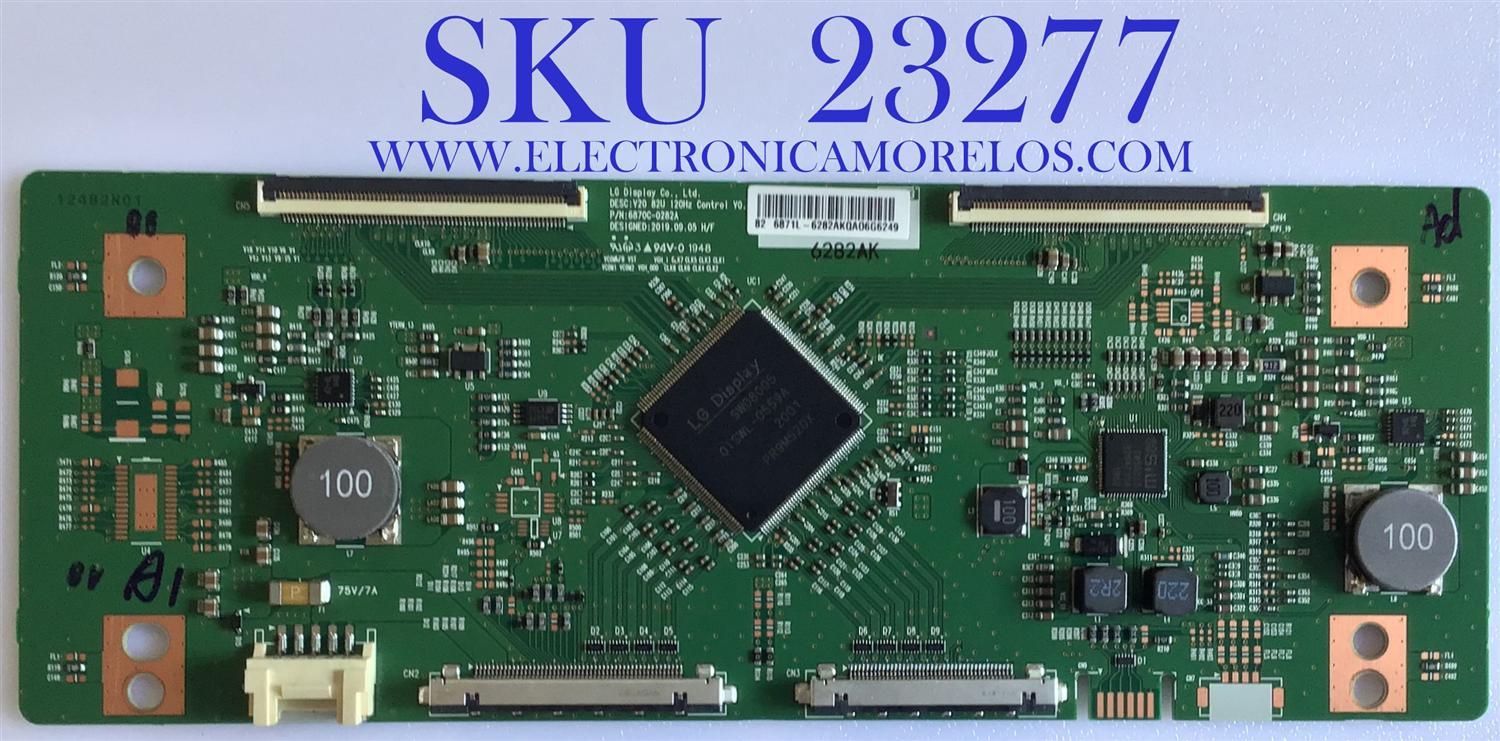 T-CON PARA TV LG / NUMERO DE PARTE 6871L-6282A / 6870C-0282A / 6282A / PANEL´S HC820DQF-SLXR1-2112 / HC820DQF-SLXR1-2142 / HC820DQF-VCXR1-211X / MODELO 82UN8570PUC / 82UN8570PUC.BUSWLJR