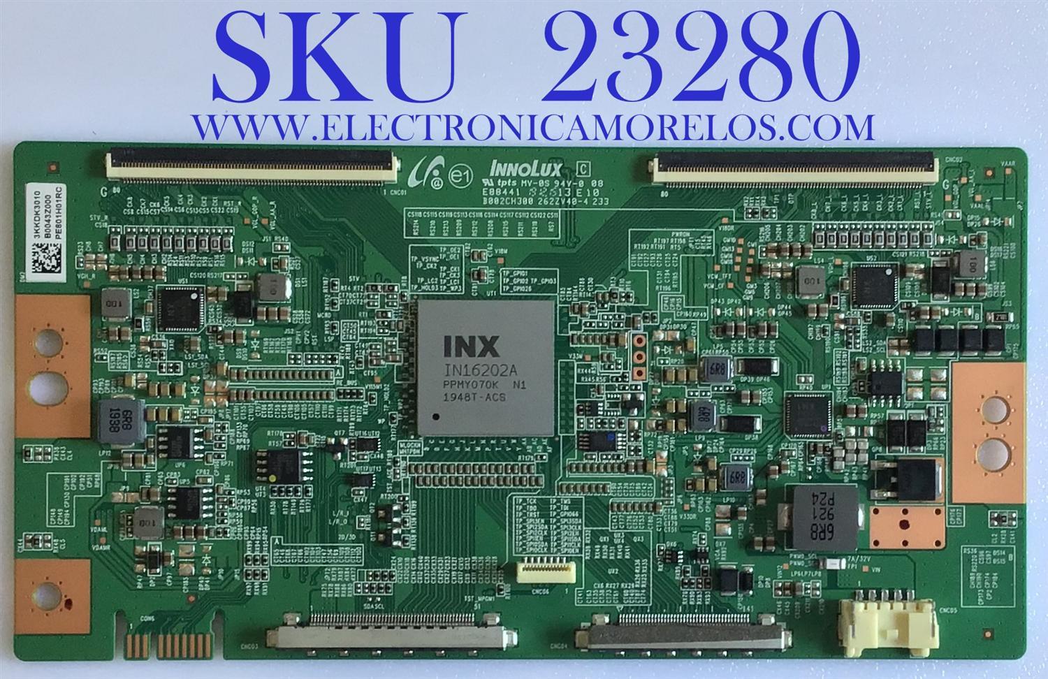 T-CON PARA TV SONY / NUMERO DE PARTE 1-006-266-11 / B0043Z000 / 3KKDK3010 / E88441 / PE808500KQ / B002CH300 / PANEL YDAF075DNN01 / MODELO XBR-75X950H / XBR75X950H