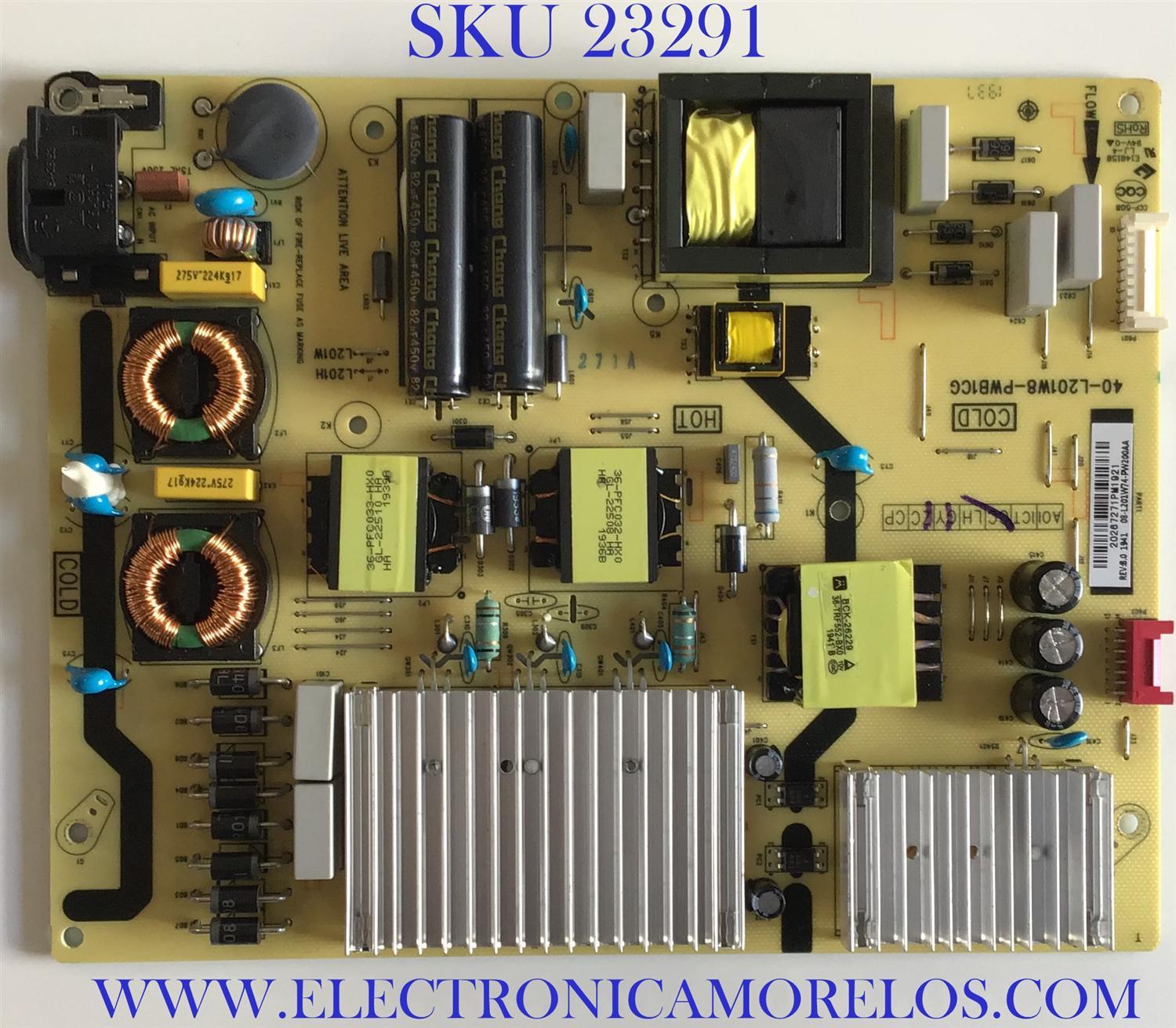 FUENTE DE PODER PARA SMART TV TCL / 08-L201W74-PW200AA / 40-L201W8-PWB1CG / PANEL LVU650NEBL CD9W10 / MODELO 65S525LBAA