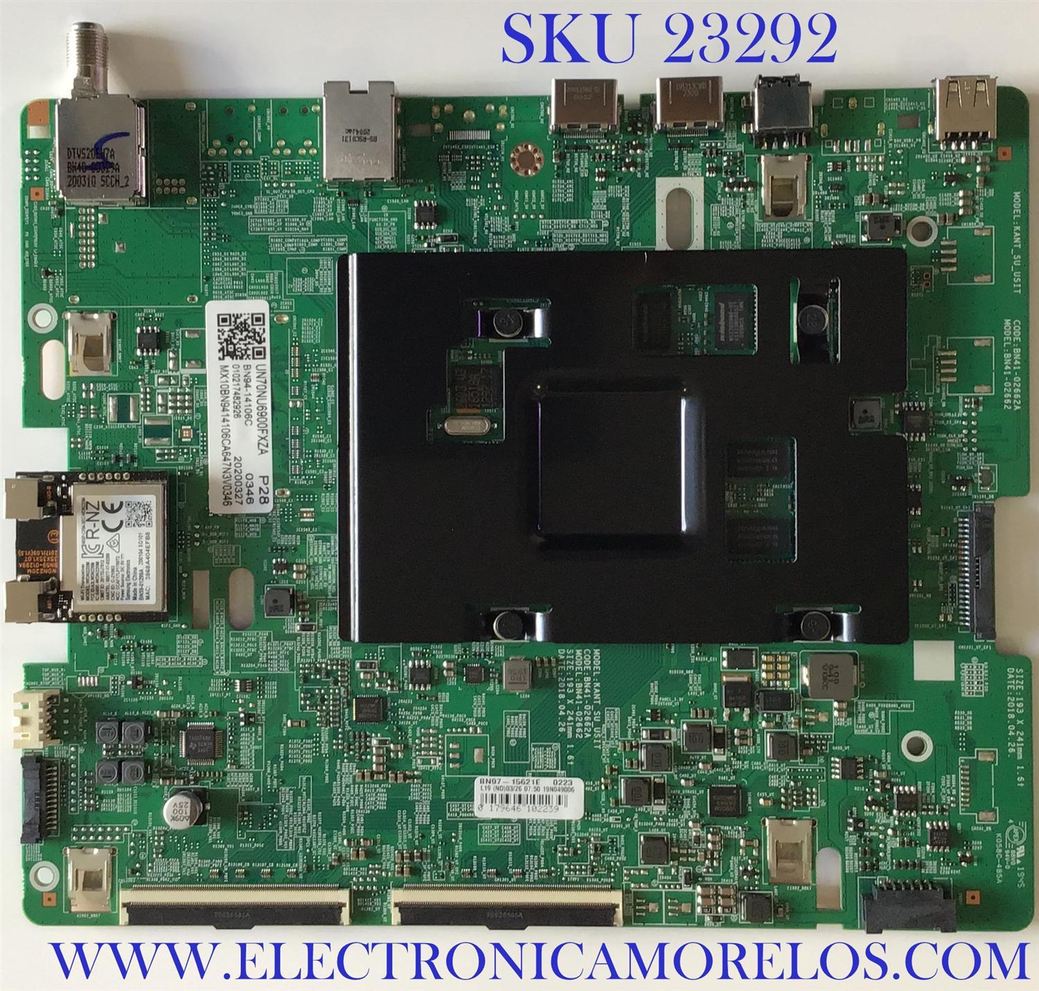 MAIN PARA TV SAMSUNG 4K·UHD·HDR ((SMART TV)) / NUMERO DE PARTE BN94-14106C / BN41-02662A / BN97-15621E / DISPLAY BN96-50136A / PANEL CY-GN070HGPV1H / DISPLAY BN96-50136A / CC700PV1D VER.01 / MODELOS UN70NU6900 / UN70NU6900FXZA YA02 / UN70NU6900FXZA YB04 