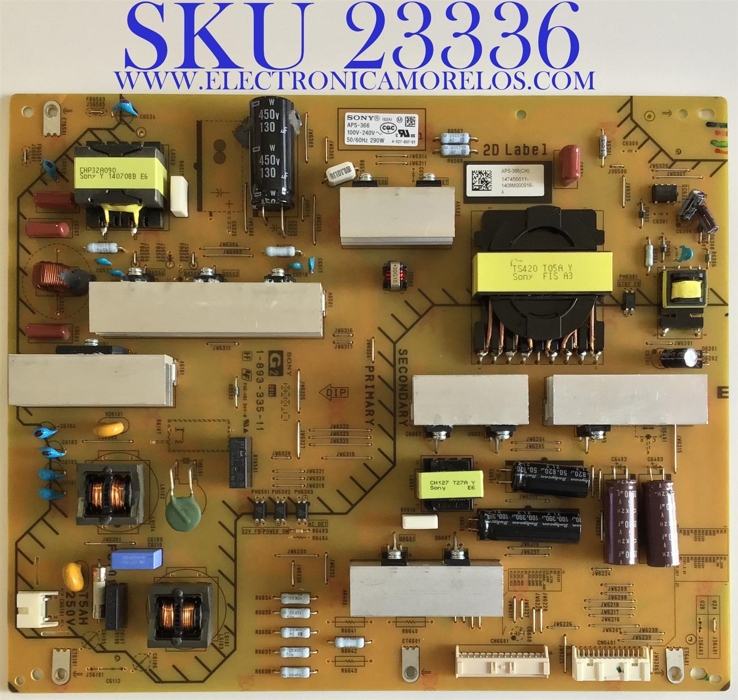 FUENTE DE PODER PARA SMART TV SONY / 1-474-566-11 / APS-366(CH) / 147456611 / PANEL LC650EUF(FG)(F1) / MODELO KDL-65W950B