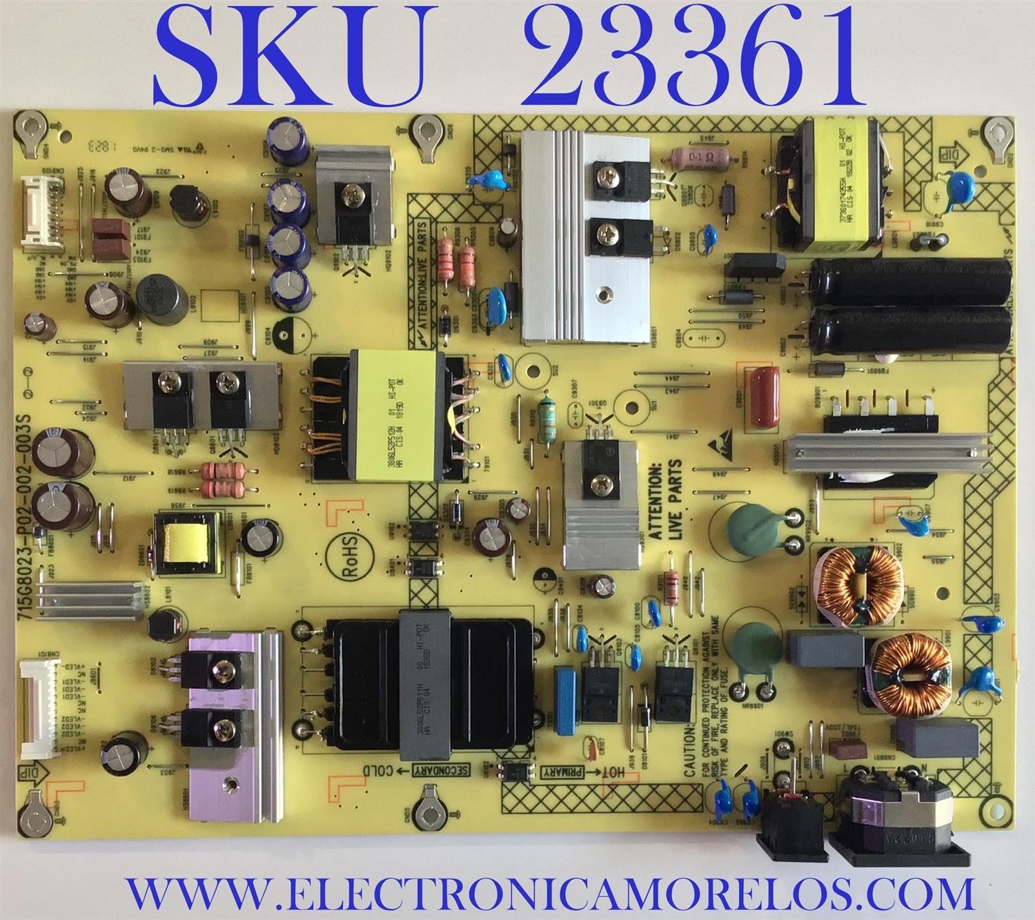 FUENTE DE PODER PARA TV ACER / GQ351XASS / 715G8023-P02-002-003S / (Q)GQ351XASS / PANEL TPT430U3-EQYSHM.G REV:S1M / MODELO ET430K WMIIQPPX