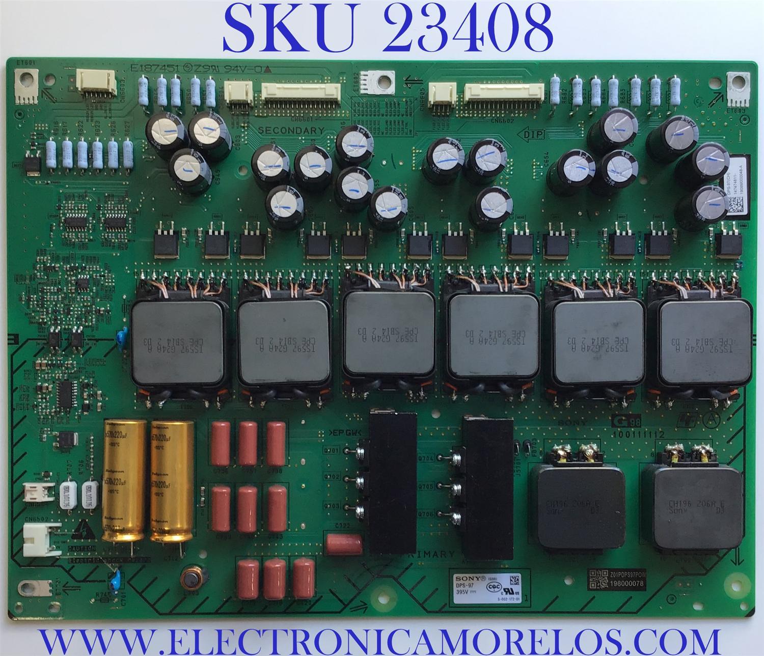 SUB FUENTE PARA TV SONY / 1-474-748-11 / 100111112 / 147474811 / PANEL HD9S085DTU01 / MODELO XBR-85Z9G