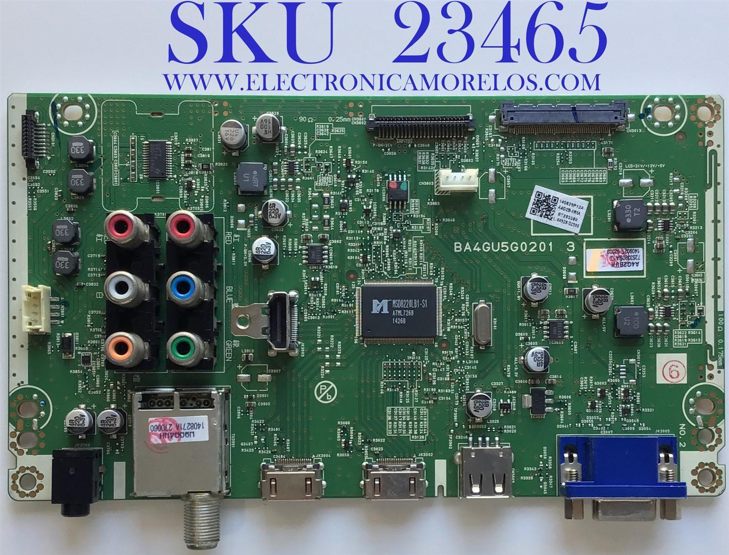 MAIN PARA TV MAGNAVOX / A4G2BUH / BA4GU5G0201 3 / A4G2B-MMA / PANEL V400HJ6-PE1 / MODELO 40ME324V/F7