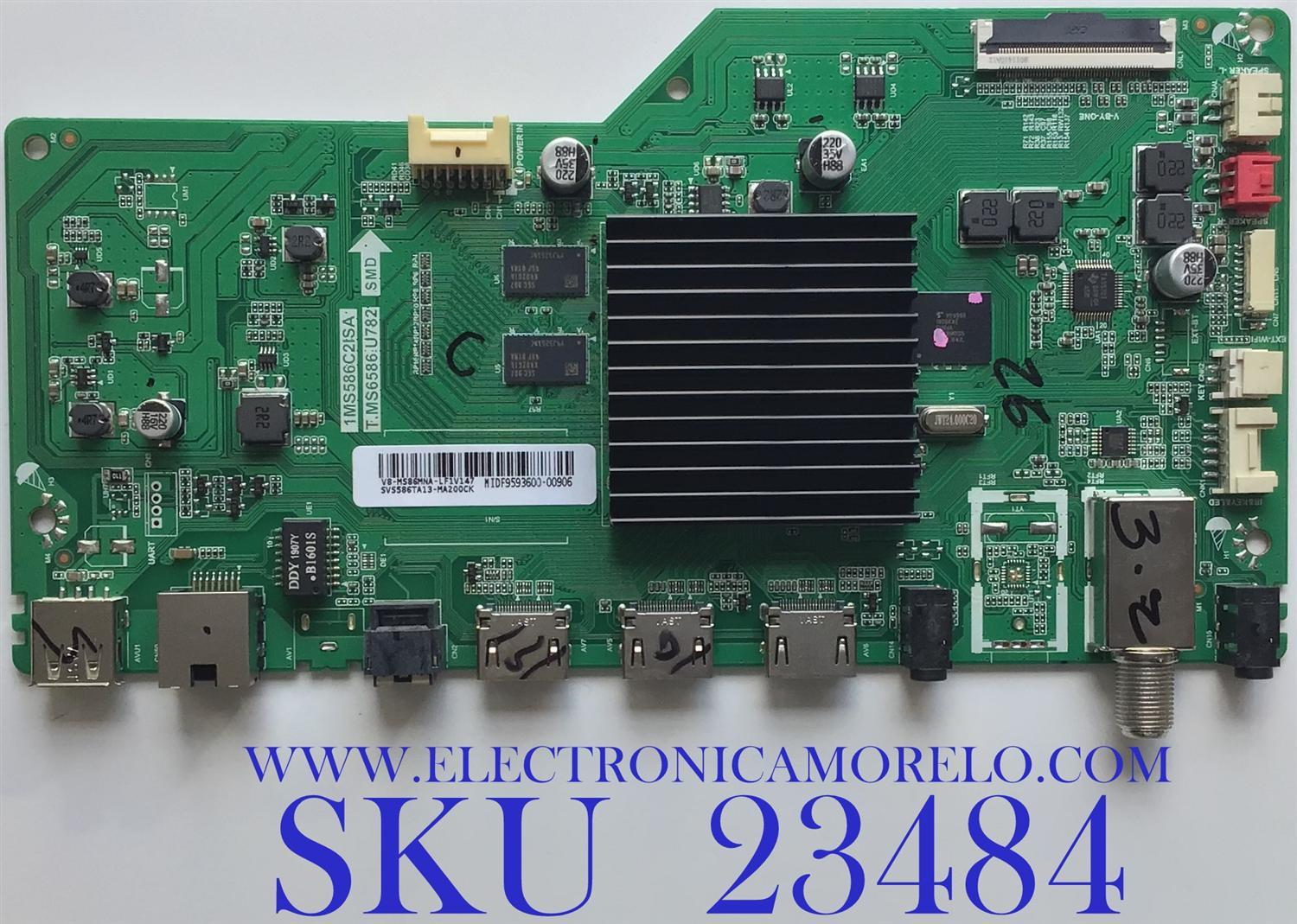 MAIN PARA TV PIONEER / SVS586TA13-MA200CK / T.MS6586.U782 / V8-MS86MNA-LF1V147 / MIDF9593600-00906 / 1MS586C2ISA / MODELO PLE-55S09UHS / PLE55S09UHS