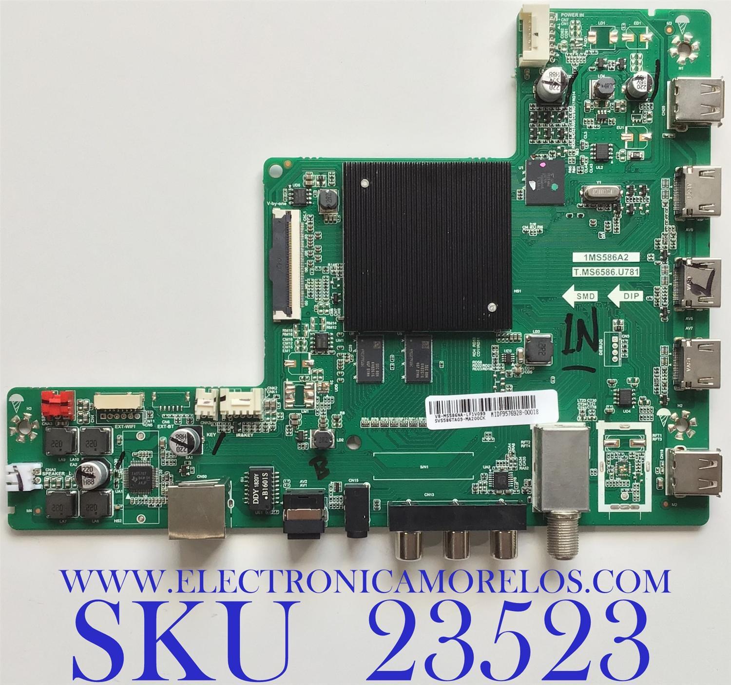 MAIN PARA TV AIWA / SVS586TA09-MA200CK / T.MS6586.U781 / V8-MS586NA-LF1V099 / 1MS586A2 / MODELO AW TV-65UHD4K-SPN / ESTA TARJETA ES CHINA Y ES UTILIZADA EN DIFERENTES MARCAS Y MODELOS / ENTRAR A DESCRIPCIÓN DEL PRODUCTO
