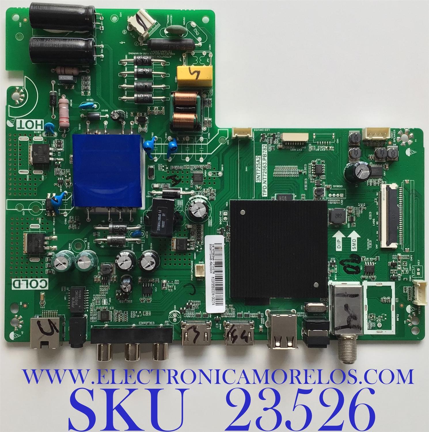MAIN FUENTE PARA TV HKPRO ORIGINAL / NUMERO DE PARTE SVSNT72A45-MA200CK / TPD.NT72563.PB782 / 3NT725A2 / V8-NT563NA-LF1V278 / MIDF959333N-00274 / MODELO HK-P433M8