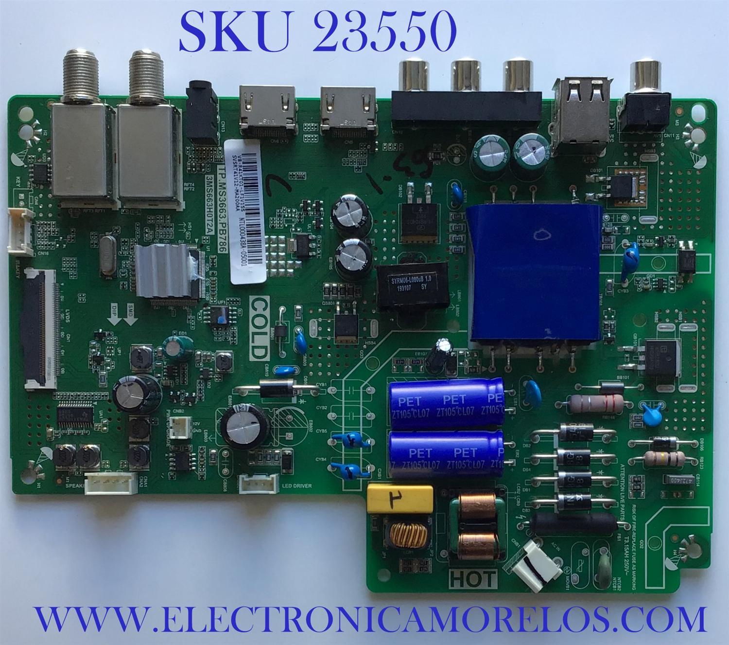 MAIN FUENTE  PARA TV TCL / SVSRT41V12-MA200AA / TP.MS3663.PB786 / V8-R41KT01-LF1V155 / 3MS663H0T2A  / ESTA TARJETA ES CHINA Y ES UTILIZADA EN VARIAS MARCAS Y MODELOS / ENTRAR A DESCRIPCION DEL PRODUCTO