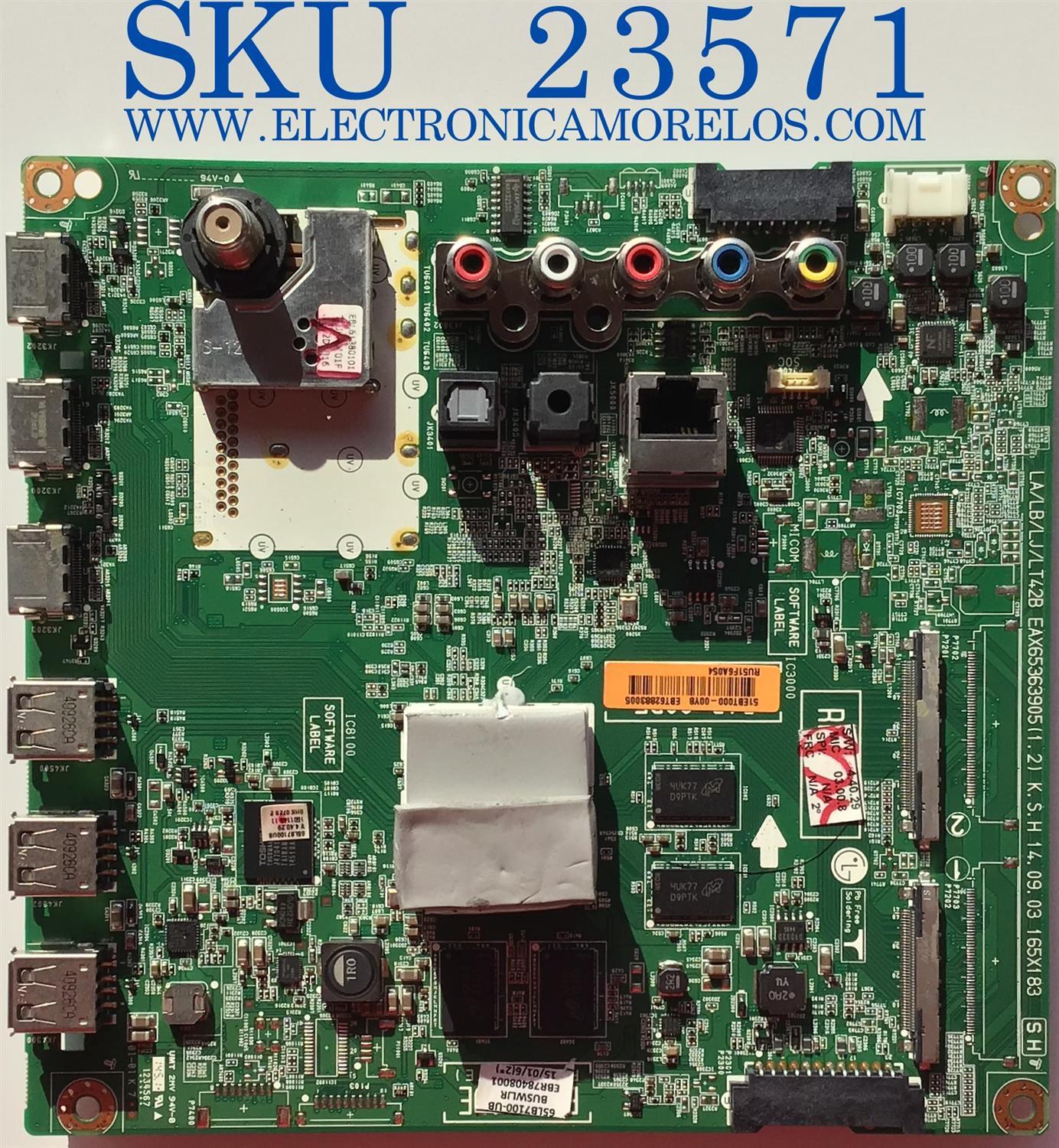 MAIN PARA TV LG / EBT62883005 / EAX65363905 (1.2) / EAX65363905 (1.2) / PANEL LC650DUF ( FG)(F1) / 65LB7100 - UB