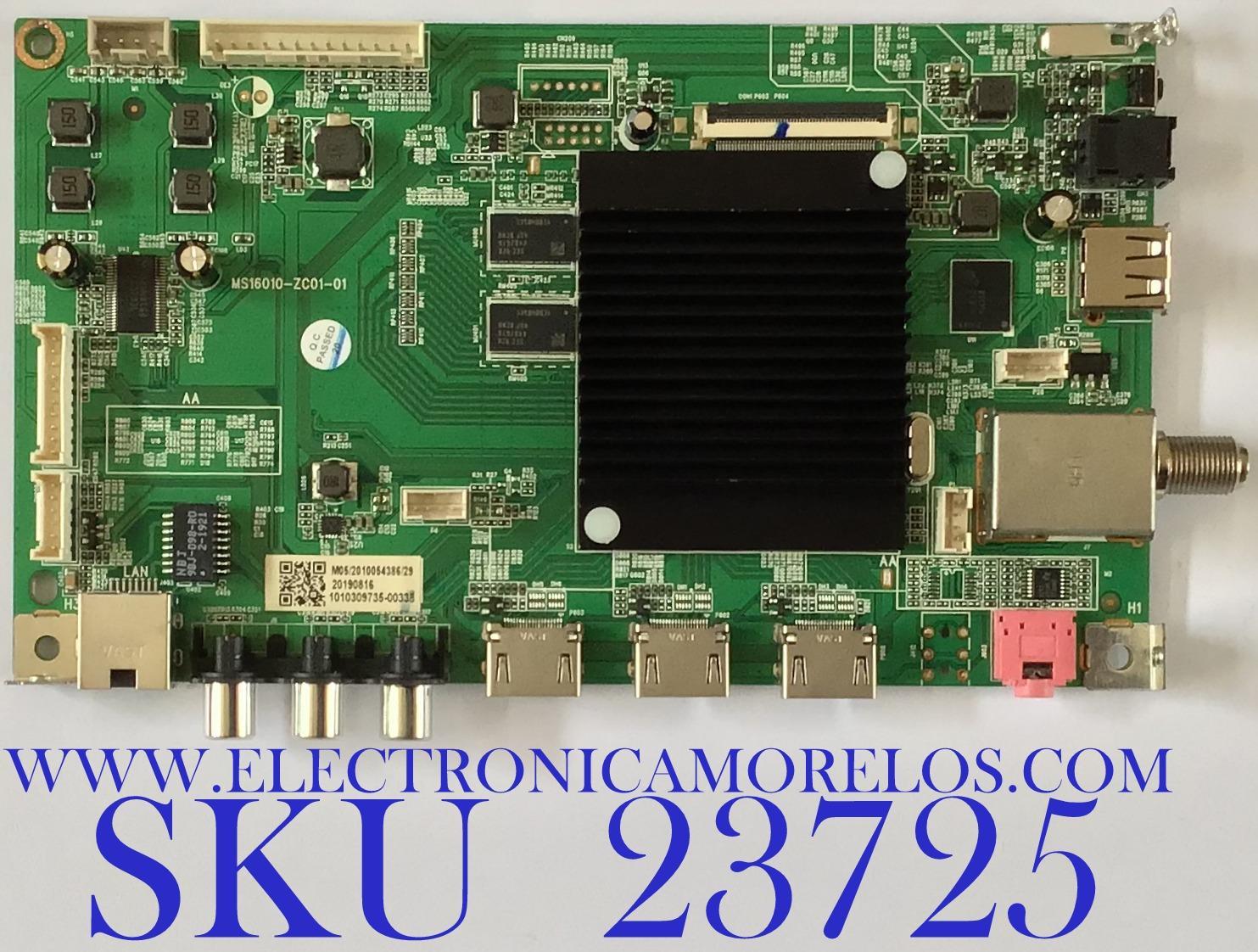 MAIN PARA TV JVC·ROKU TV 4K UHD SMART TV / NUMERO DE PARTE MS16010-ZC01-01 / PANEL´S LC546PU2L02 / LC546PU2L03 / LC546PU4L / MODELO LT-55MAW595 / ((NOTA IMPORTANTE:CHECAR QUE EL PANEL Y MODELO CORRESPONDA CON SU TELEVISION...))