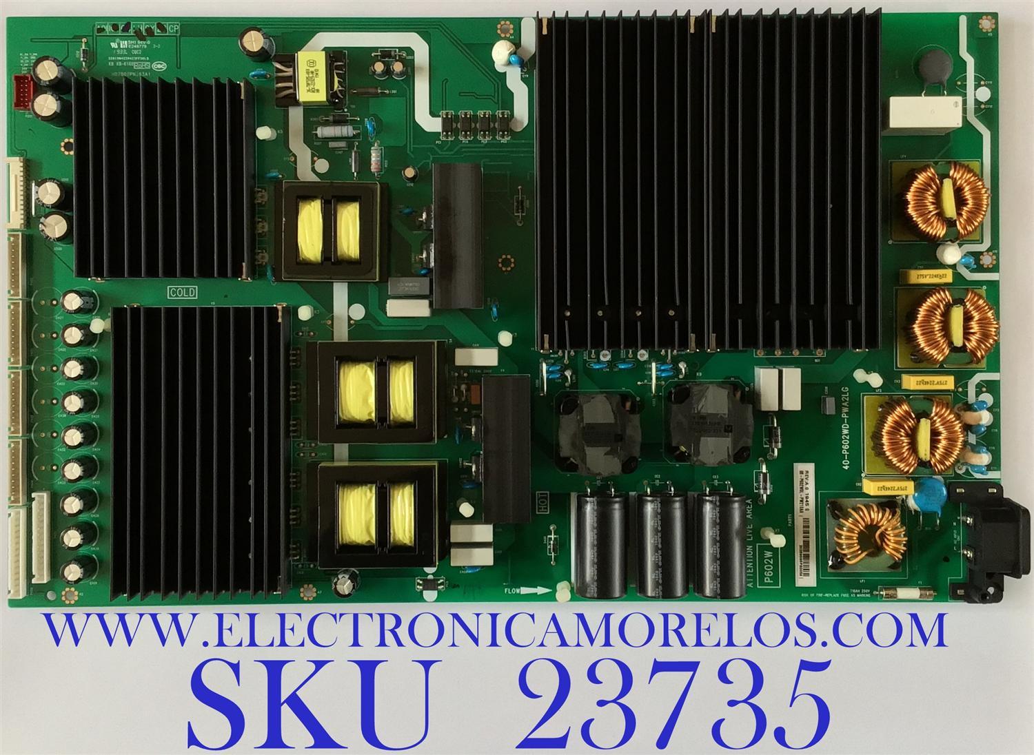 FUENTE DE PODER PARA SMART TCL / 08-P602W0L-PW210AA / 40-P602WD-PWA2LG / 40-P602WD-PWA2LG / PANEL LVU750NEBL SD9W02 / MODELO 75Q825