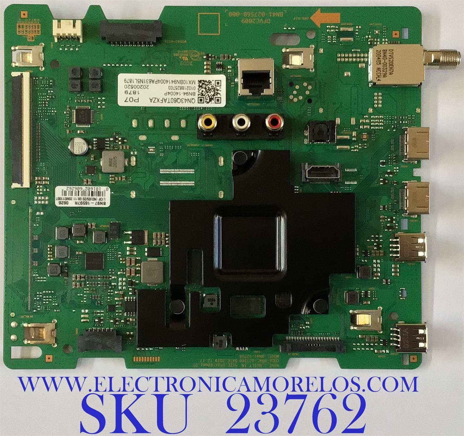 MAIN PARA SMART TV SAMSUNG 4K UHD CON HDR RESOLUCION (3,840 x 2,160) / BN94-14004P / BN41-02756B / BN97-16597R / PANEL CY-RT043HGAV2H / MODELO QN43Q60TAFXZA AB01