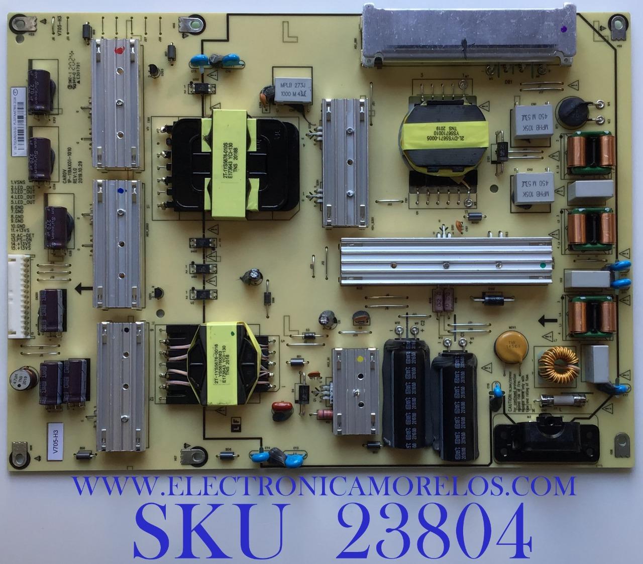 FUENTE DE PODER PARA TV VIZIO / NUMERO DE PARTE 09-70CAR0V0-00 / 1P-119AX01-1010 / E301791 / PANEL SD700DUS-5 / MODELOS V705-H3 / V705-H13 / V705-H13 LFTRZONW / V705-H13 LFTRZOLW