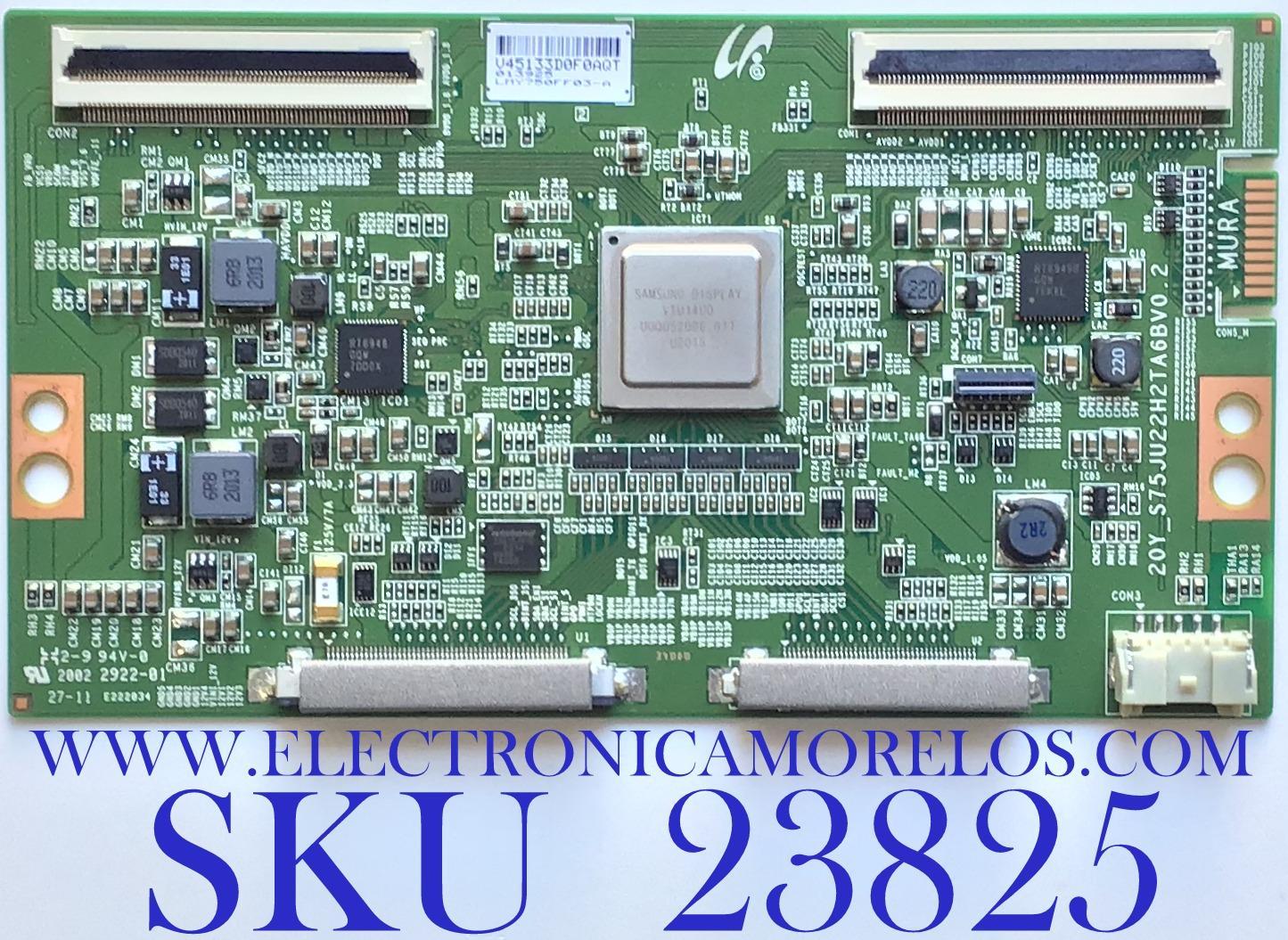 T-CON PARA TV SONY / NUMERO DE PARTE LJ94-45133D / 20Y_S75JU22H2TA6BV0.2 / 45133D / PANEL YDAF075DND01 / DISPLAY LSY750FF03-A02 / MODELOS XBR-75X900H / XBR-75X90CH