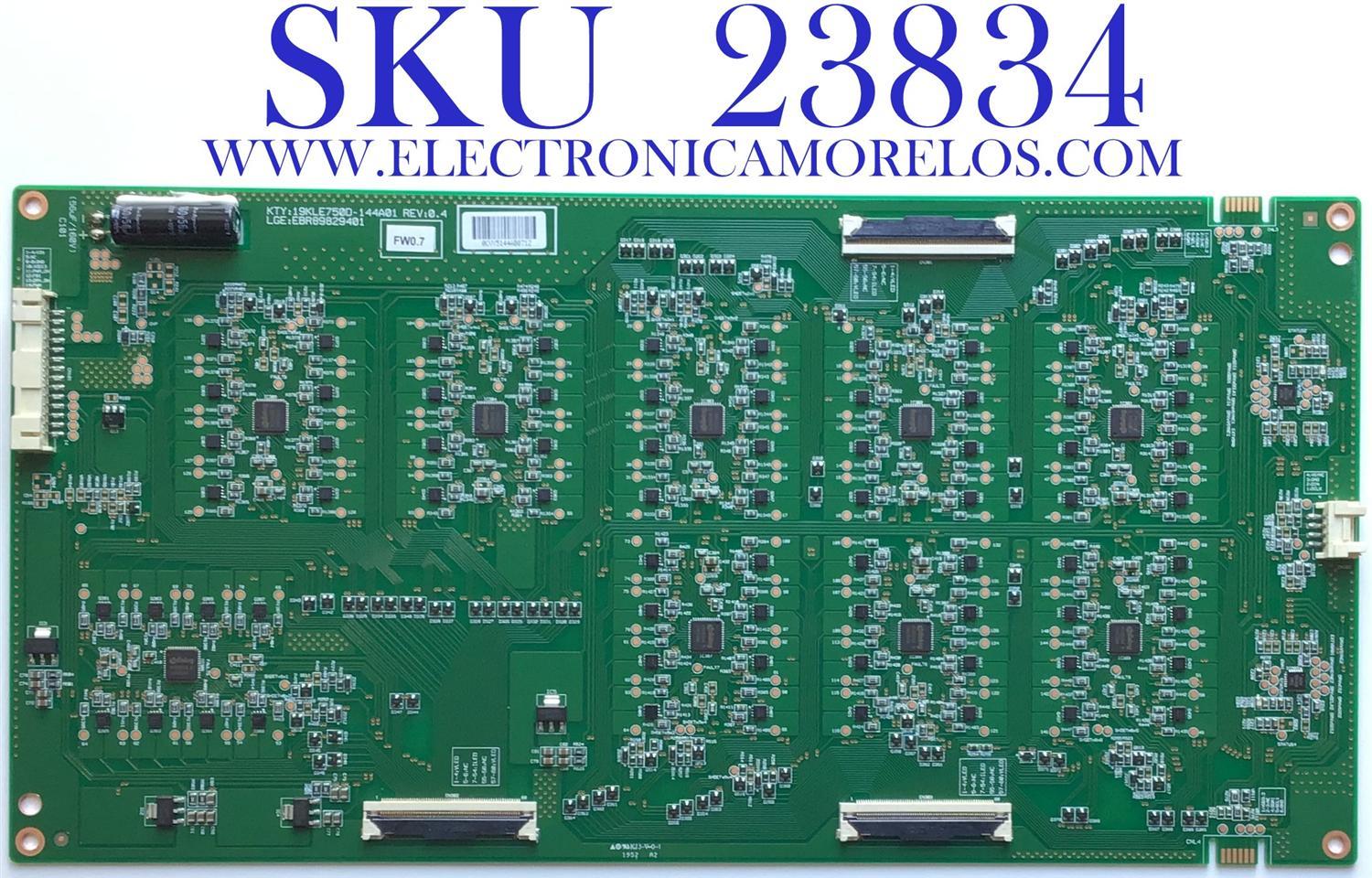 LED DRIVER PARA TV LG NANOCELL AI THINQ 8K SMART TV / NUMERO DE PARTE EBR89829401 / 19KLE750D-144A01 / 19KLE750D-144A01 REV:0.4 / PANEL NC750DZD-AAJH1 / DISPLAY LC750DZ5(SM)(A1) / MODELO 75NANO99UNA / 75NAN099UNA / 75NANO99UNA.AUSWLJR