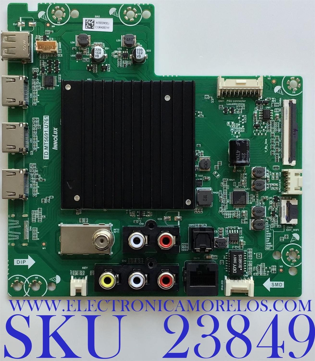 MAIN PARA VIZIO 4K HDR SMART TV RESOLUCION (3840 X 2160) / NUMERO DE PARTE A0002R00J / 6M03M0003700R / TD.MT5691.U761 / 2605K20A0 / PANEL V650DJ4-D03 REV.C1 / MODELO V655-H19 / V655-H19 LINIZC / V655-H19 LINIZCNW / V655-G9 LINIZCKW
