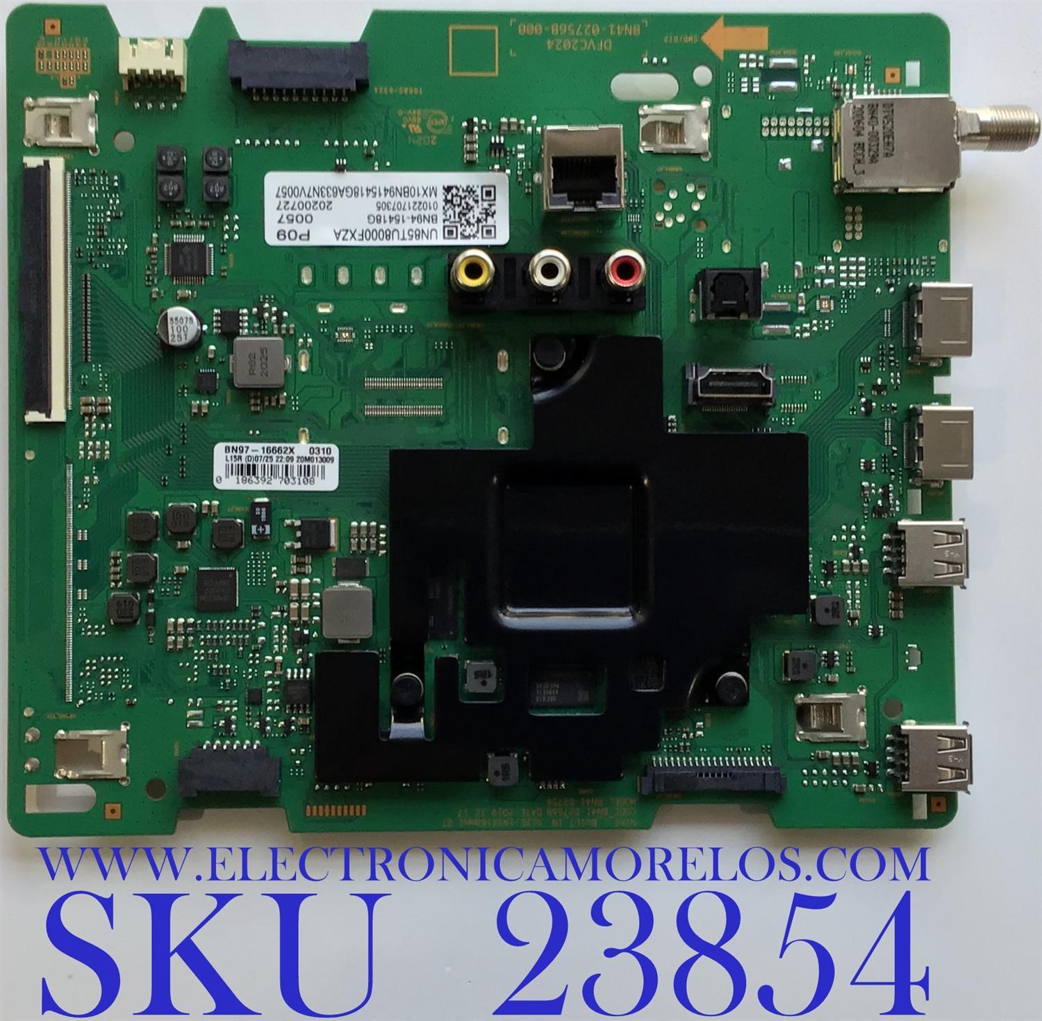 MAIN PARA SMART TV SAMSUNG Crystal UHD 4K CON HDR RESOLUCION (3,840 x 2,160) / NUMERO DE PARTE BN94-15418G / BN41-02756B / BN97-16662X / PANEL CY-BT085HGHV1H / MODELOS UN85TU8000FXZA CA01/ UN85TU800DFXZA AA02