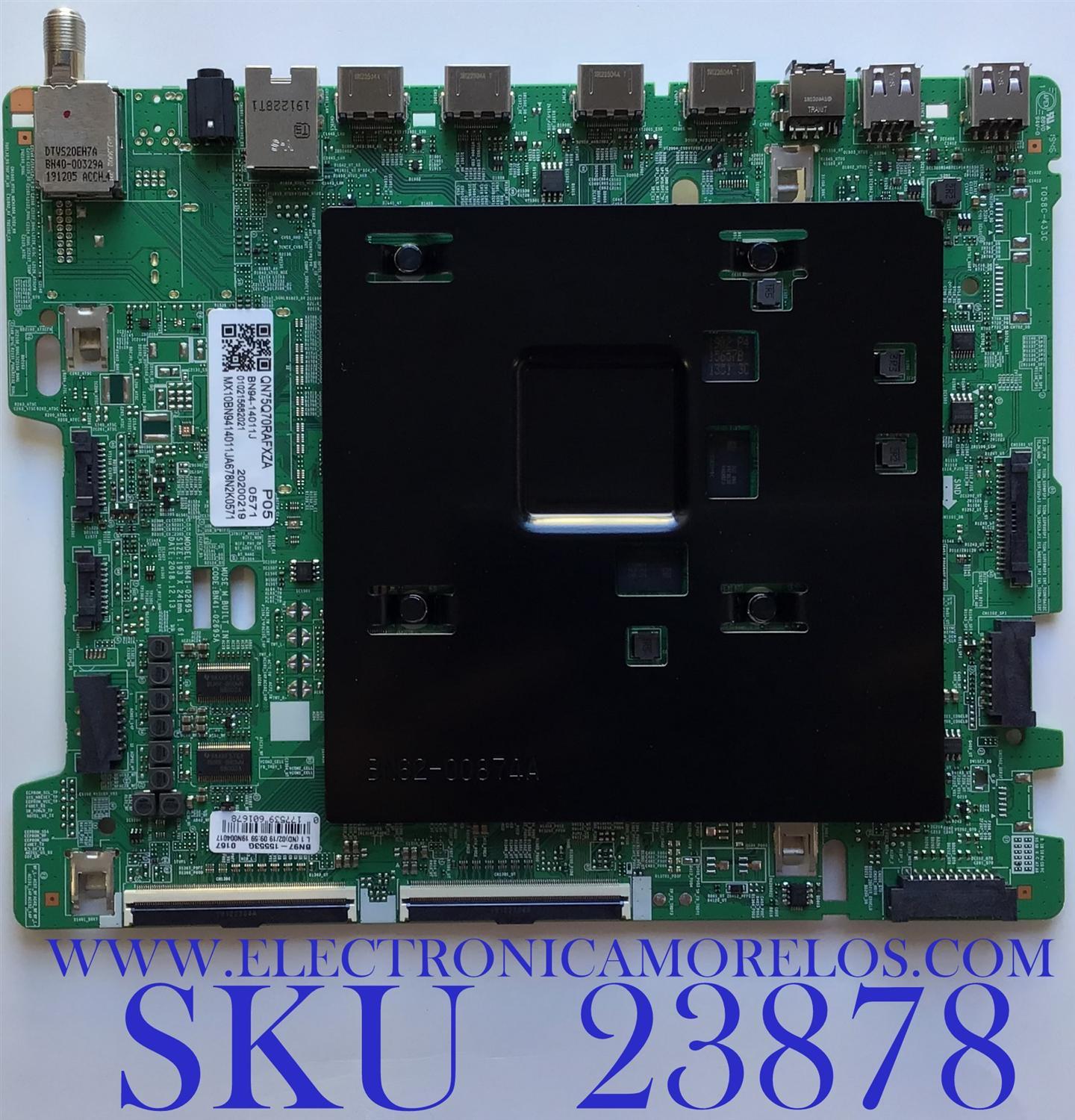 MAIN PARA SMART TV SAMSUNG QLED 4K HDR RESOLUCION (3,840 x 2,160) / NUMERO DE PARTE BN94-14011J / BN41-02695A / BN97-15553G / PANEL CY-TR075FLAVDH / MODELO QN75Q70RAFXZA AB03