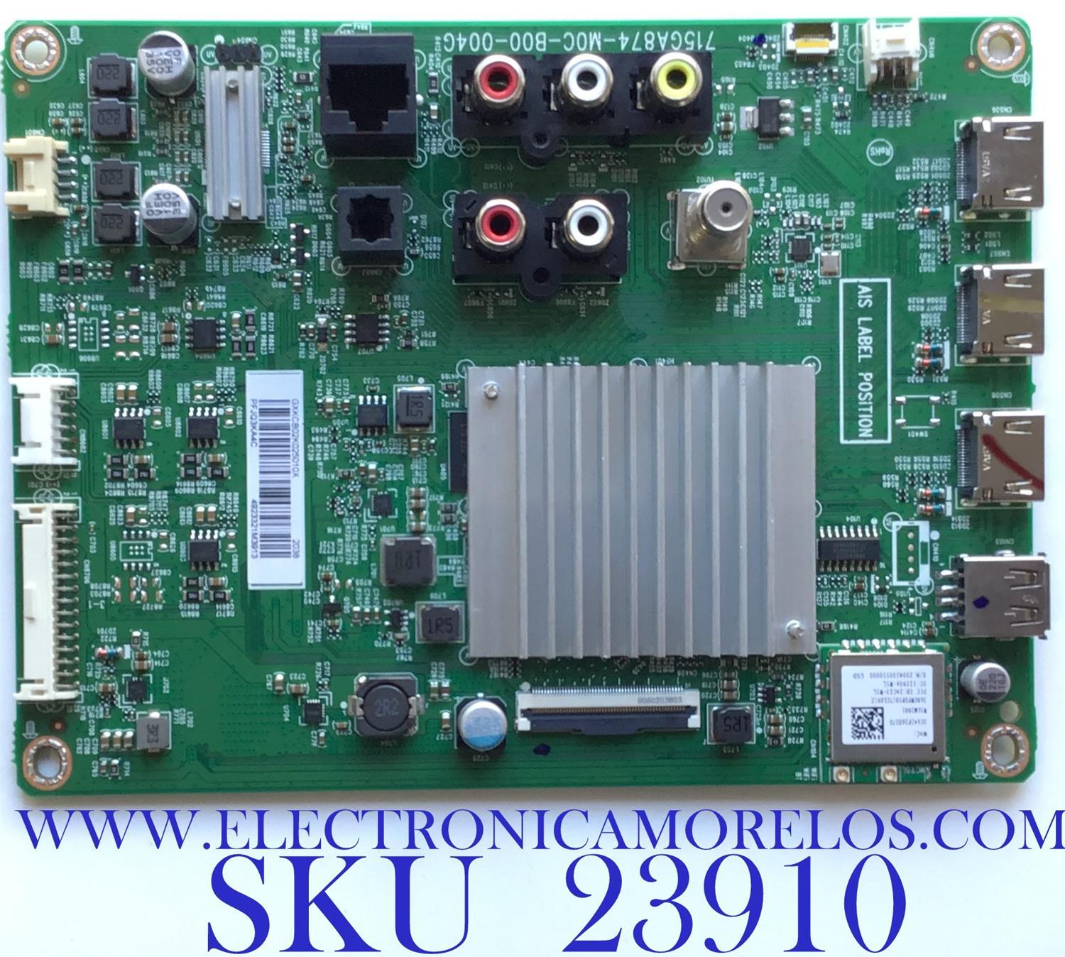 MAIN PARA TV VIZIO / NUMERO DE PARTE GXKCB02K025 / 715GA874-M0C-B00-004G / GXKCB02K025010X / PANEL´S TPT580B5-U1T01.D REV:S01AN / TPT580B5-U1T01.D REV:S01BG / MODELO V585-H11 LTCHZILW / V585-H11 LTCHZINW
