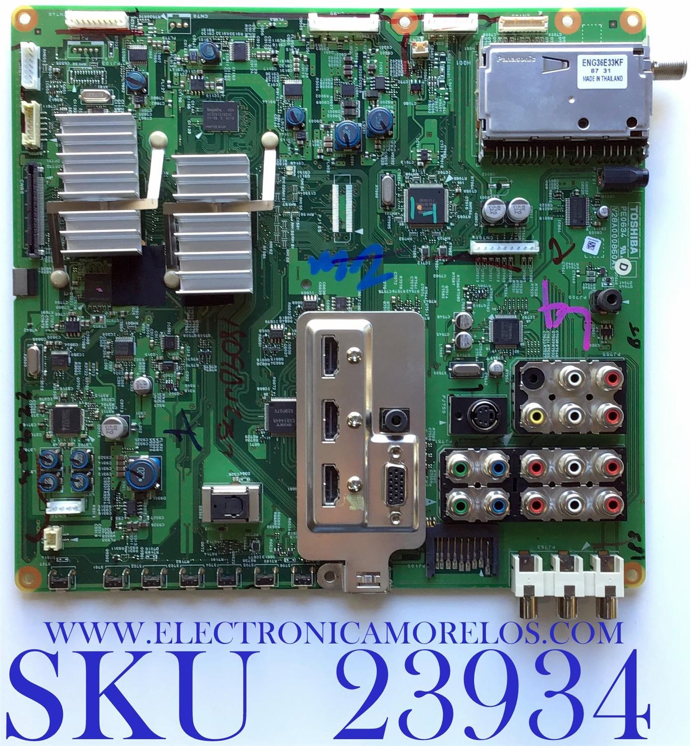 MAIN PARA TV TOSHIBA / NUMERO DE PARTE  PE0634D / V28A000860A / 75013224 / PANEL LTA520HE15 / MODELO 52XV545U