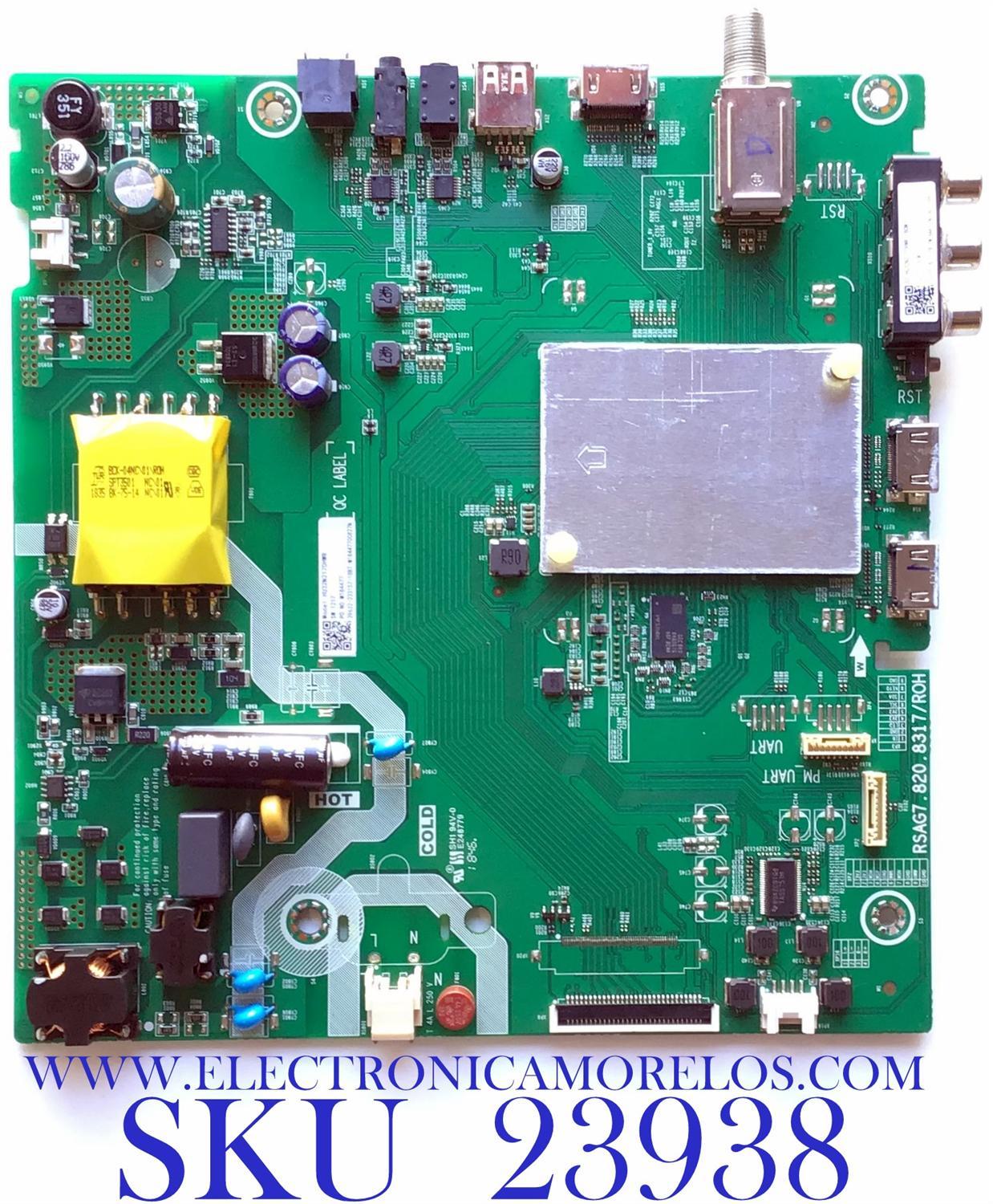 MAIN FUENTE PARA TV HISENSE / NUMERO DE PARTE  233157 / RSAG7.820.8317/ROH / HU32N2170HWR / M184477 / 39632-233157-18BT-M18447700827N / PANEL JHD315N2H81-TXL2QL\S0\FM\ROH / MODELO 32H4E1