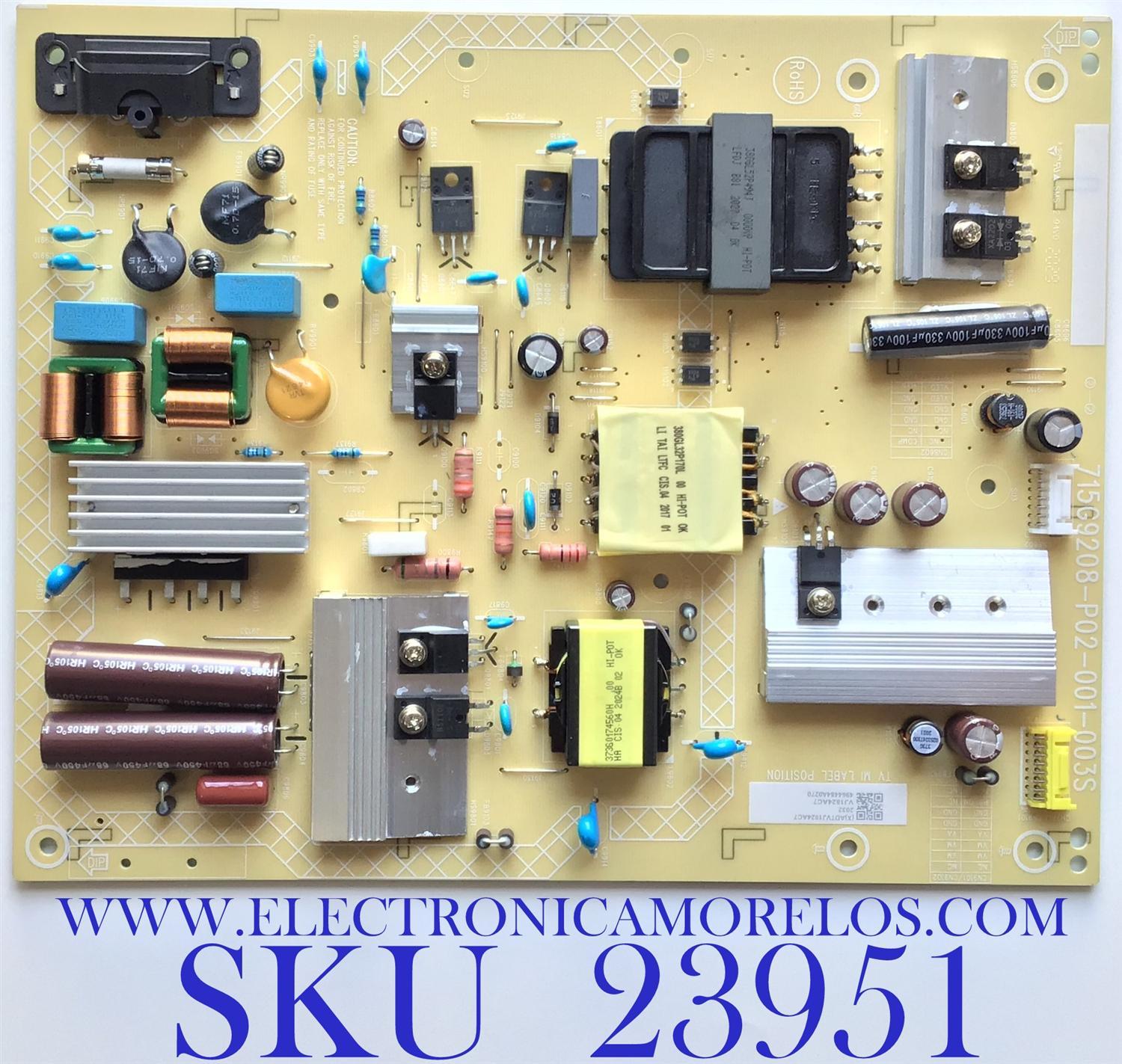 FUENTE DE PODER PARA TV VIZIO / NUMERO DE PARTE ADTVJ1824AC7 / 715G9208-P02-001-003S / (X)ADTVJ1824AC7 / PANEL´S TPT650UA-QVN07.U REV:S900F / TPT650UA.QVN07.U REV:S900G / MODELOS M65Q7-H1 / M65Q7-H1 LTMWZYKW / M65Q7-H1 LTCWZYKW / M656-G4