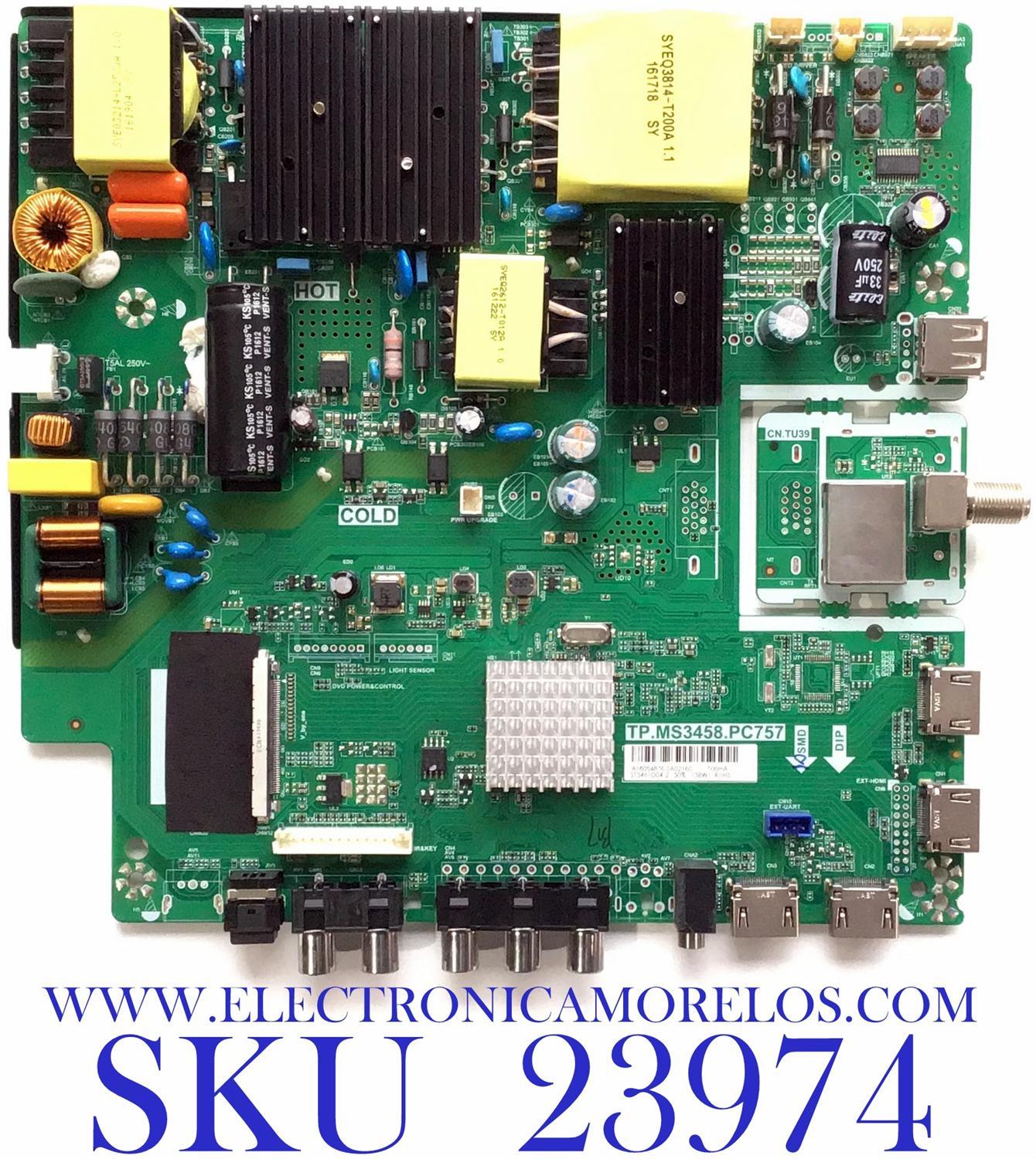 MAIN FUENTE PARA TV BOLVA / NUMERO DE PARTE  A16054876 / TP.MS3458.PC757 / A16054876-0A02160 / ST5461D04-2 / MODELO 55BL00H7-01