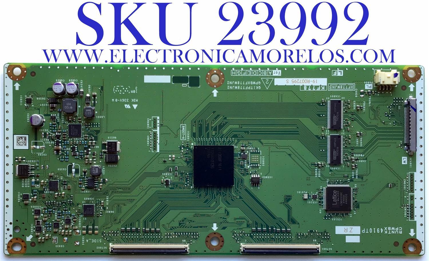 T-CON PARA TV SHARP / NUMERO DE PARTE  RUNTK4910TPZR / XF778WJN2 / CPWBX4910TP / QKITPF778WJN2 / QPWBXF778WJN2 / PANEL LK460D3GW8CZ / MODELO LC-46LE830U