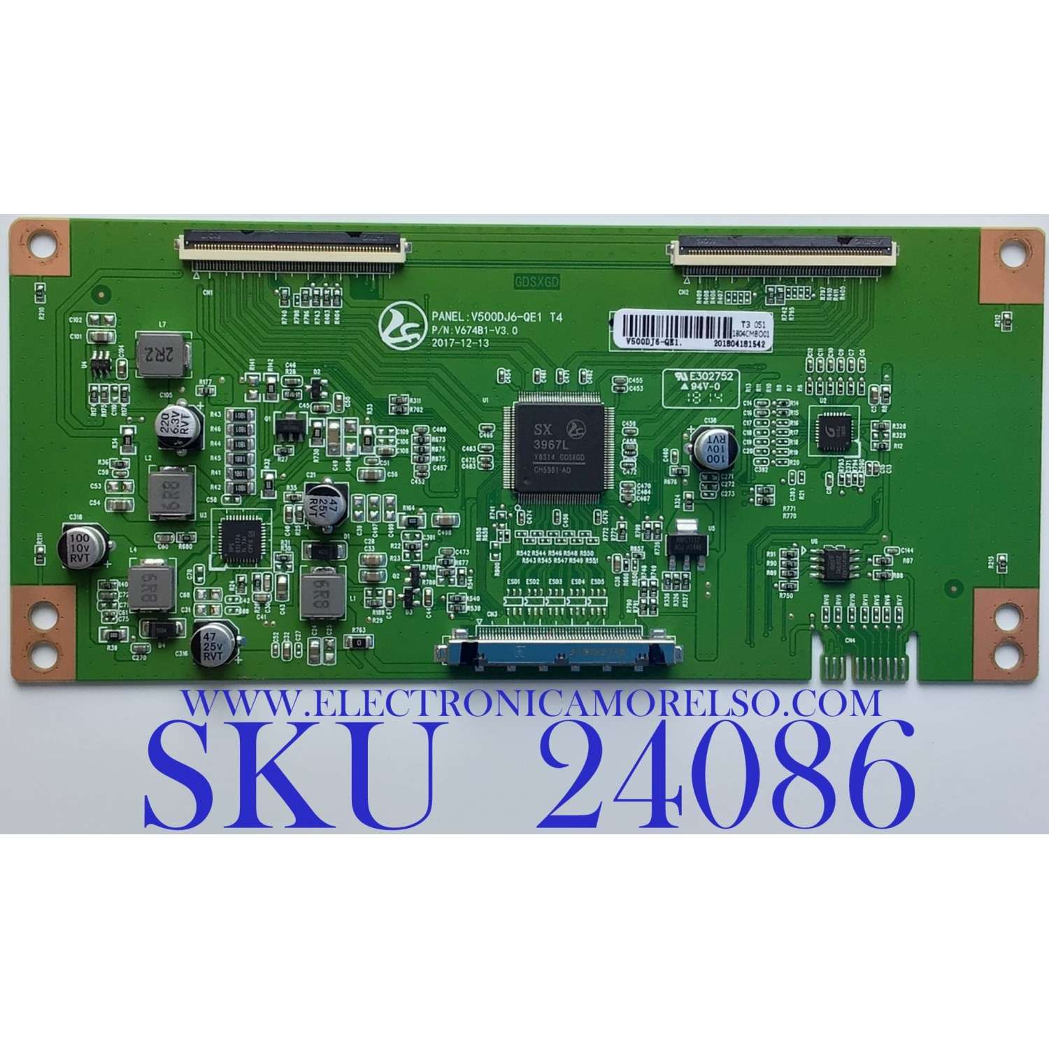 T-CON PARA TV ELEMENT / NUMERO DE PARTE V674B1-V3.0 / V500DJ6-QE1 / 201804181542 / 1804CMBO01 / PANEL CN500NC0350 / DISPLAY V500DJ6-QE1 / MODELO E2SW5018 D8C4M