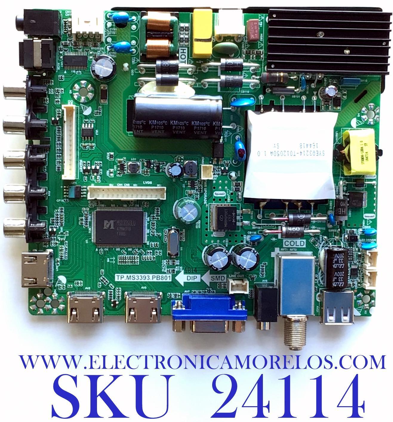 MAIN FUENTE (COMBO) PARA TV ELEMENT / NUMERO DE PARTE L17051814 / TP.MS3393.PB801 / T500HVN08.2 / E17134-3-SY / PANEL T500-V35-DLED / MODELO ELFW5017 F7A2M0