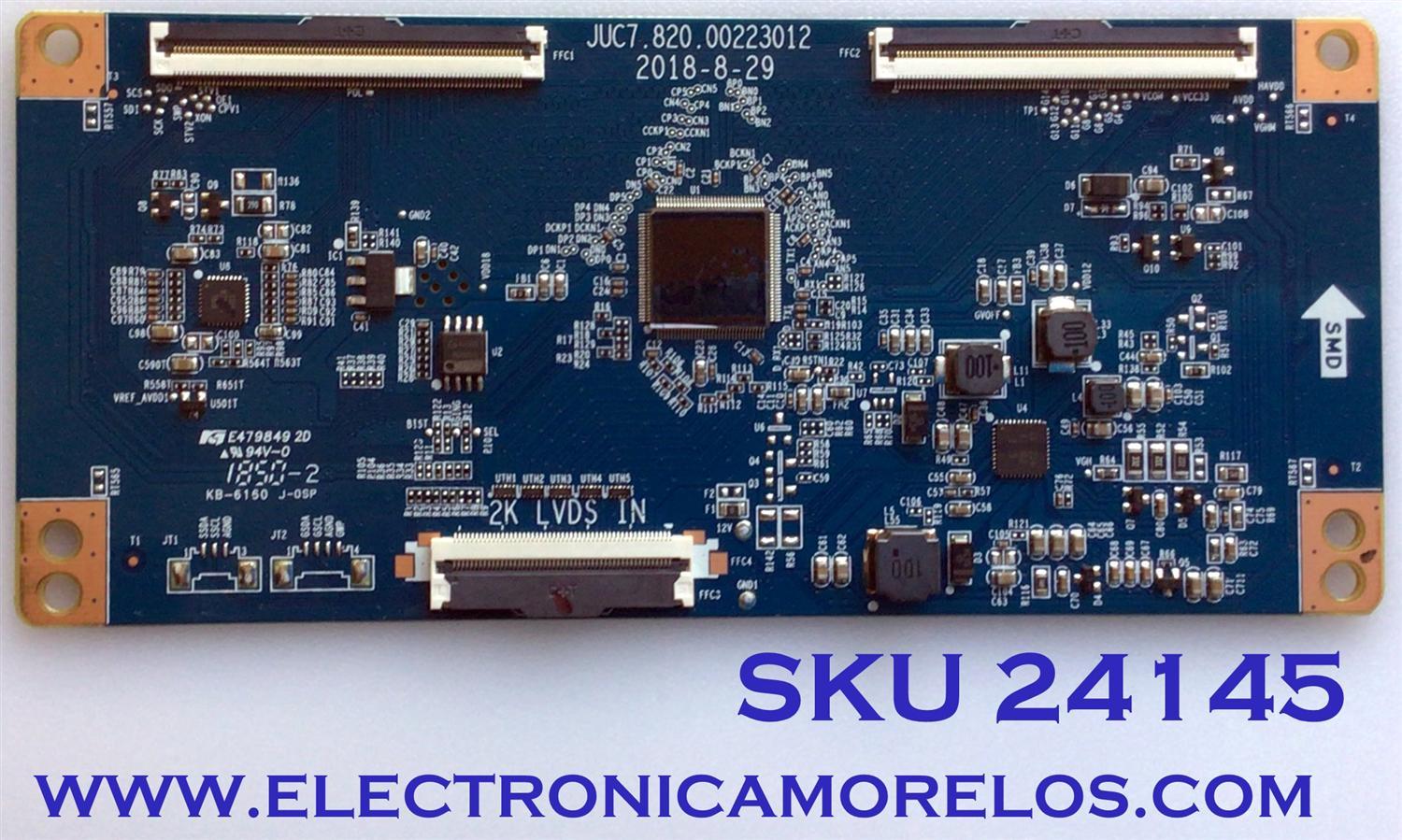 T-CON PARA TV ELEMENT / NUMERO DE PARTE 919L8D7T / JUC7.820.00223012 / PANEL C500F18-E61-P / MODELO E2S5018