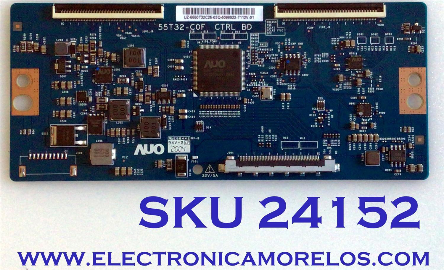T-CON PARA TV VIZIO / NUMERO DE PARTE 55.50T32.C25 / 5550T32C25 / 55T32-C0F / PANEL TPT500U1-QVN03.U REV:SFB1H / MODELO M50Q7-H1 LTCWZKKW / LTCWZKMW