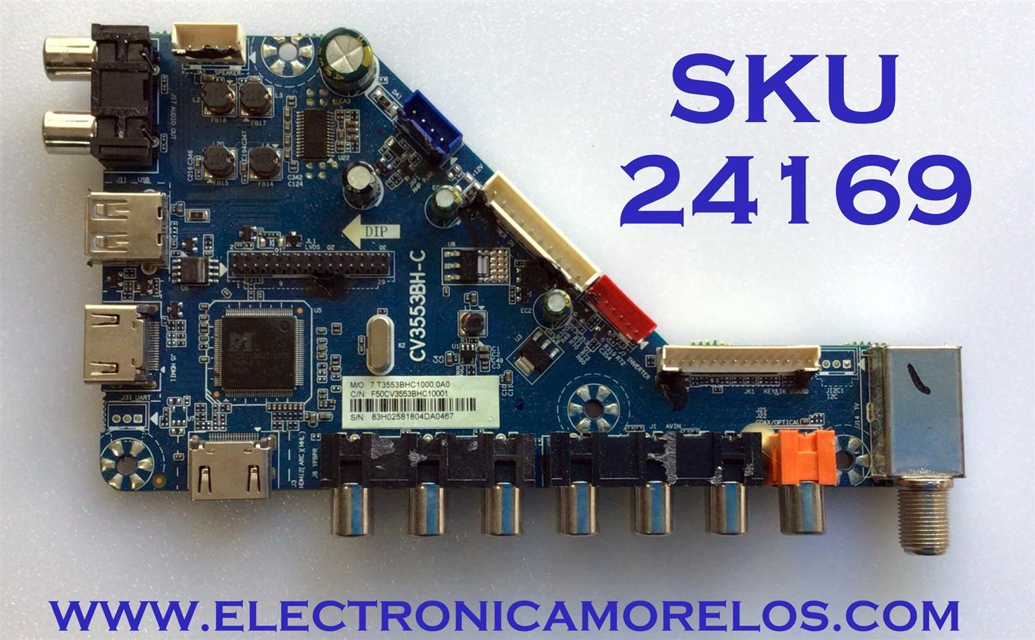 MAIN PARA TV ELEMENT / NUMERO DE PARTE F50CV3553BHC10001 / CV3553BH-C / 7.T3553BHC1000.0A0 / 83H02581804DA0467 / LTE28522 / LTE32514 / PANEL MD5004YTIF / MODELO ELFW5017