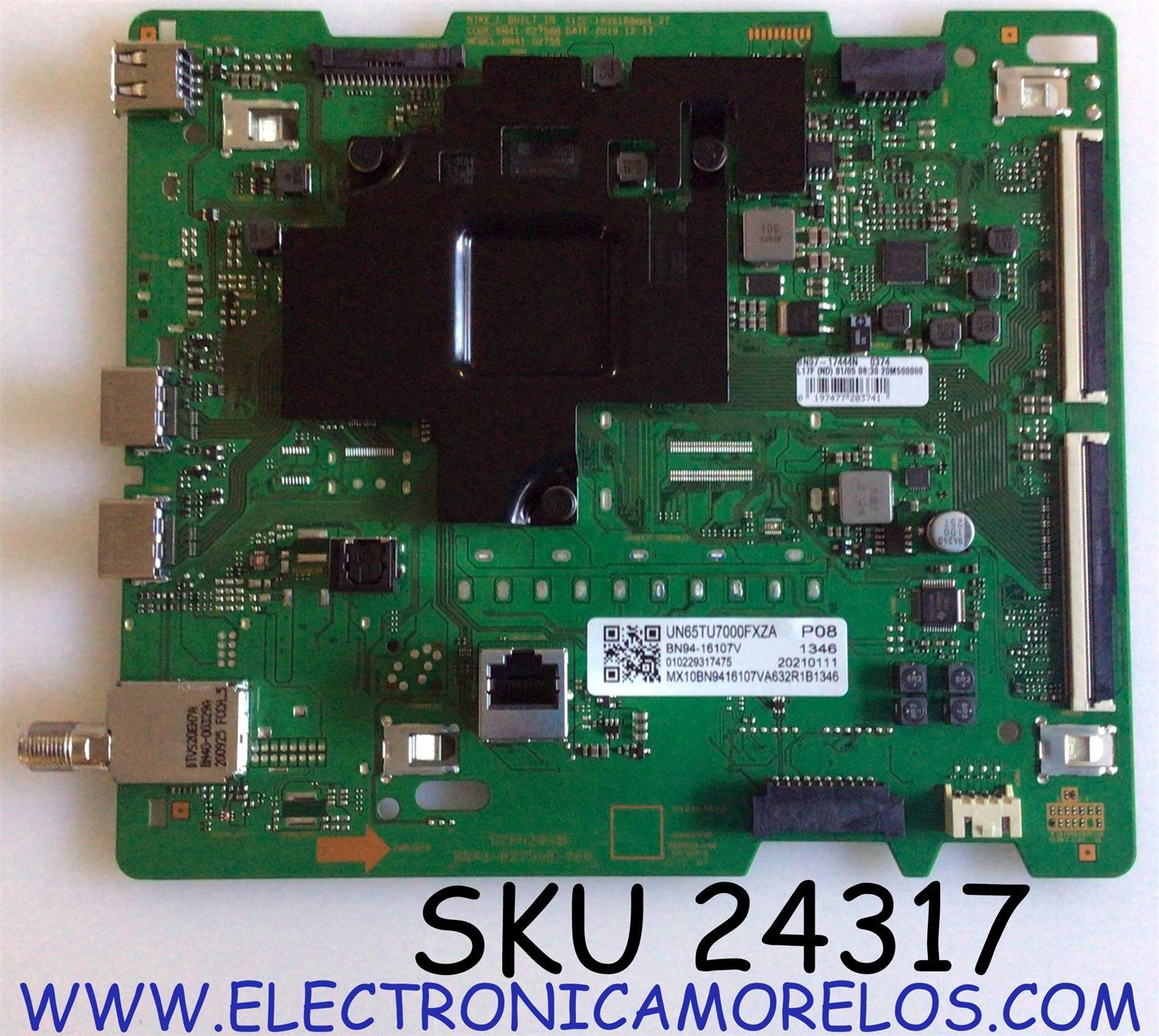 MAIN PARA TV SAMSUNG 4K·UHD·HDR / NUMERO DE PARTE BN94-16107V / BN41-02756B / BN97-17444N / BN41-02756B-000 / BN9416107V / DISPLAY BN96-53589A / BN9653589A / MODELOS UN65TU7000 / UN65TU7000FXZA FA04 / UN65TU7000BXZA FH08 / UN65TU7000BXZA FT13
