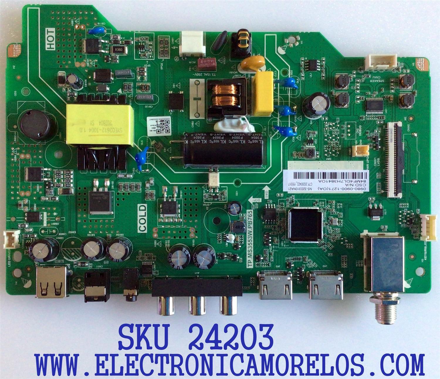 MAIN FUENTE (COMBO) PARA TV INSIGNIA / NUMERO DE PARTE 0980-0900-1271 / TP.MS3553W.PB765 / N20062655 / 20200422 / 155317 / 84MF4DL7 / 20200422_155317 / PANEL HV320WHB-F55 / DISPLAY HV320WHB-F55 / MODELO NS-32D310NA21