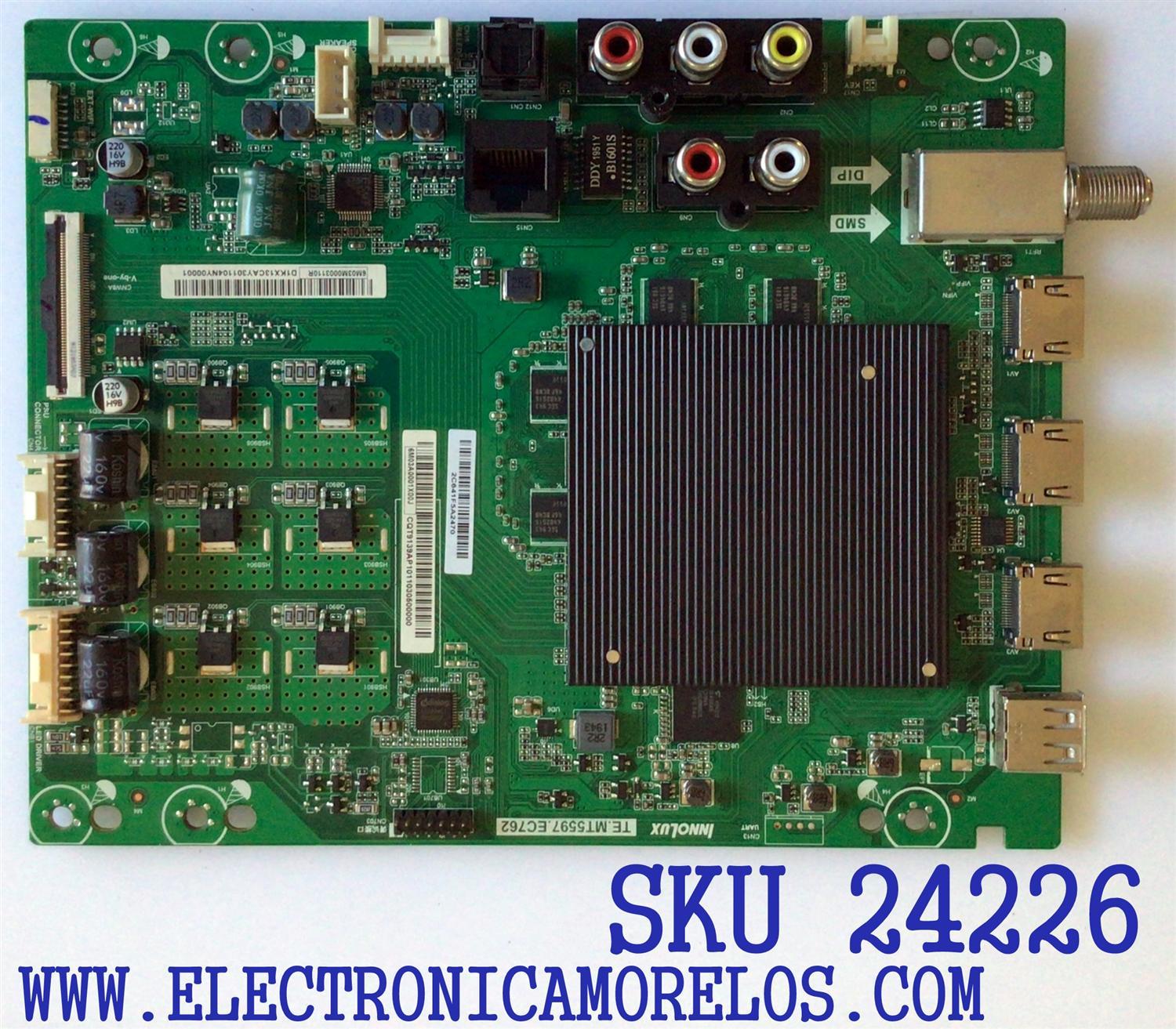 MAIN PARA TV VIZIO / NUMERO DE PARTE 6M03A0001X00J / TE.MT5597.EC762 / 6M03M0003110R / PANEL V650DJ4-D03 REV.C1 / MODELO V655-G9 LINIYBTW