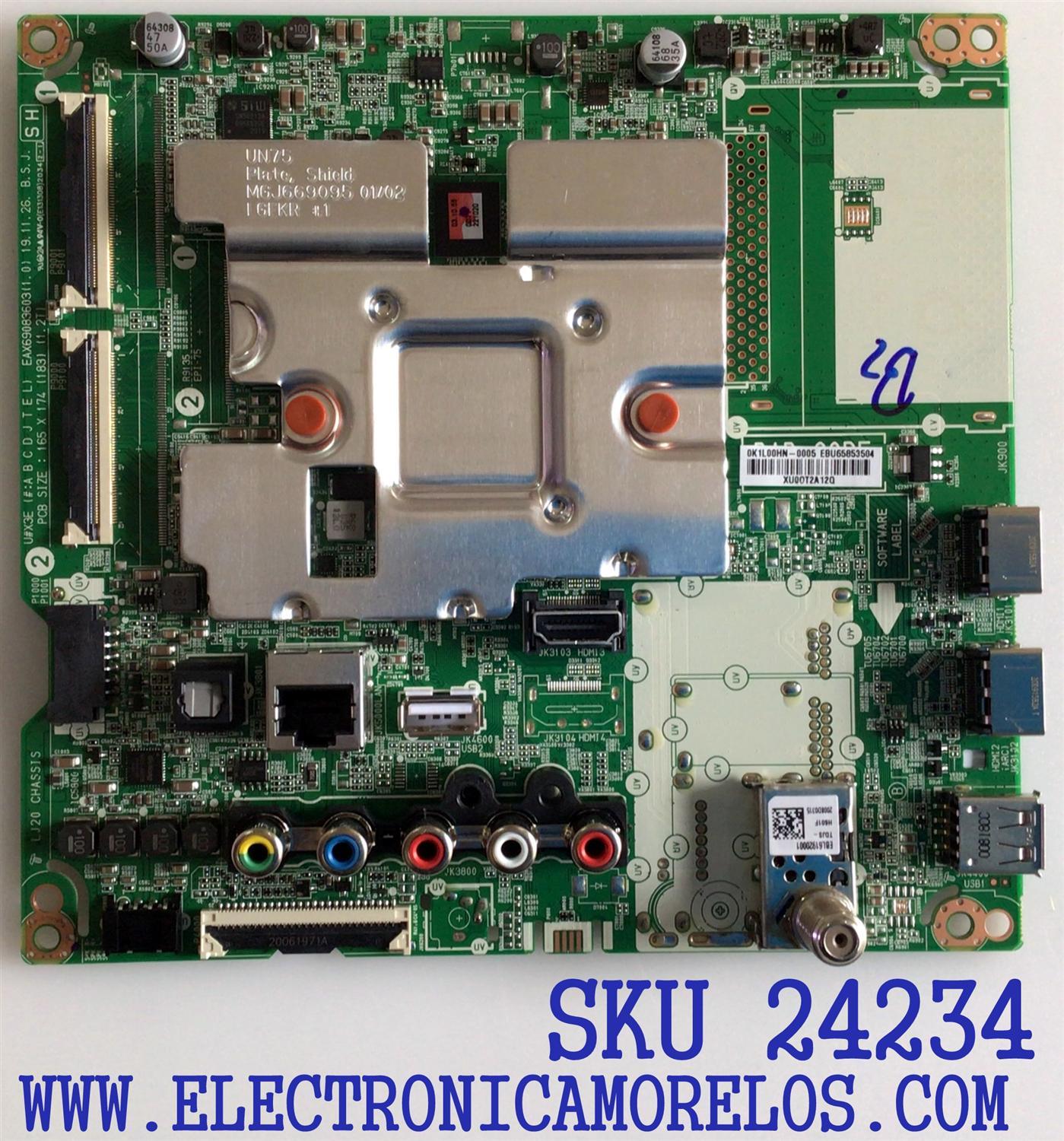 MAIN PARA TV LG / NUMERO DE PARTE EBU65853504 / EAX69083603 / 65853504 / EAX69083603(1.0) / PANEL'S NC430DQG-AAHX1 / NC430DQG-AAHX3 / DISPLAY LC430DQJ (SL)(A2) / MODELOS 43UN7300AUD / 43UN7300AUD.BUSWLJM / 43UN7300PUF / 43UN7300PUF.BUSWLJM